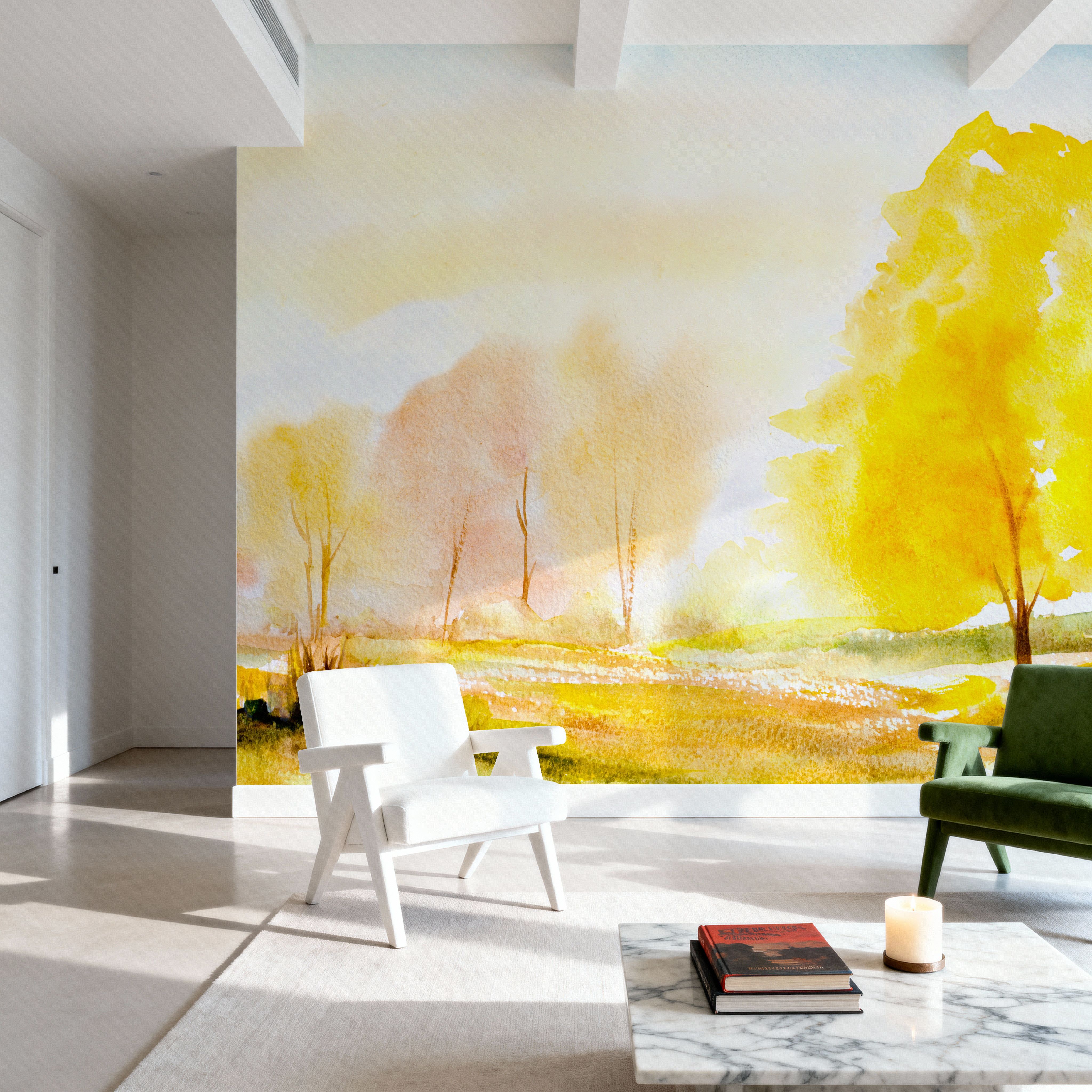 Yellow Autumn Trees, Landscape Painting