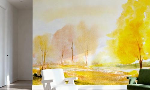 Yellow Autumn Trees, Landscape Painting