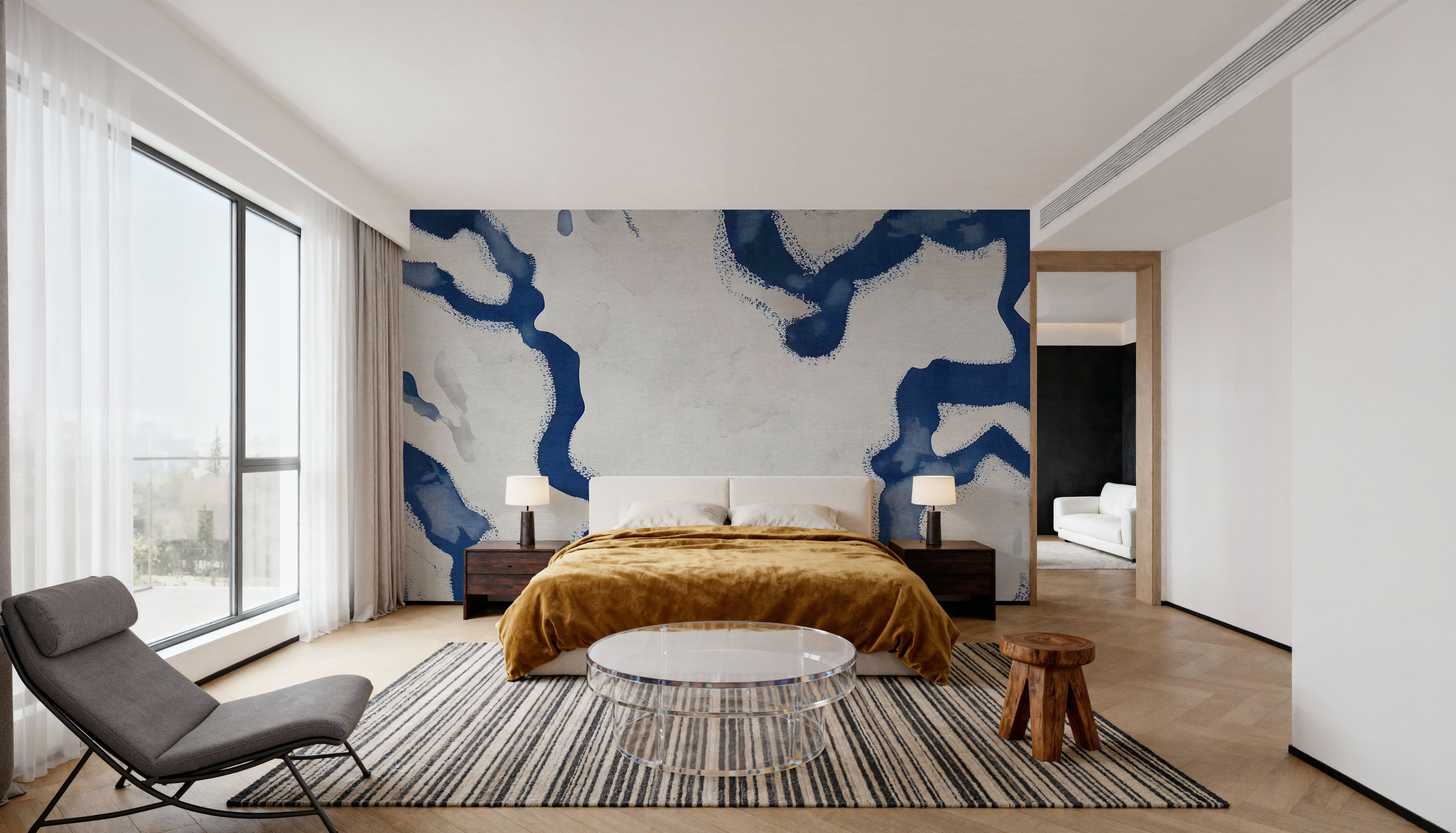 Abstract River Marks, Ocean Blue