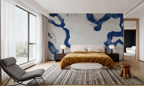 Abstract River Marks, Ocean Blue