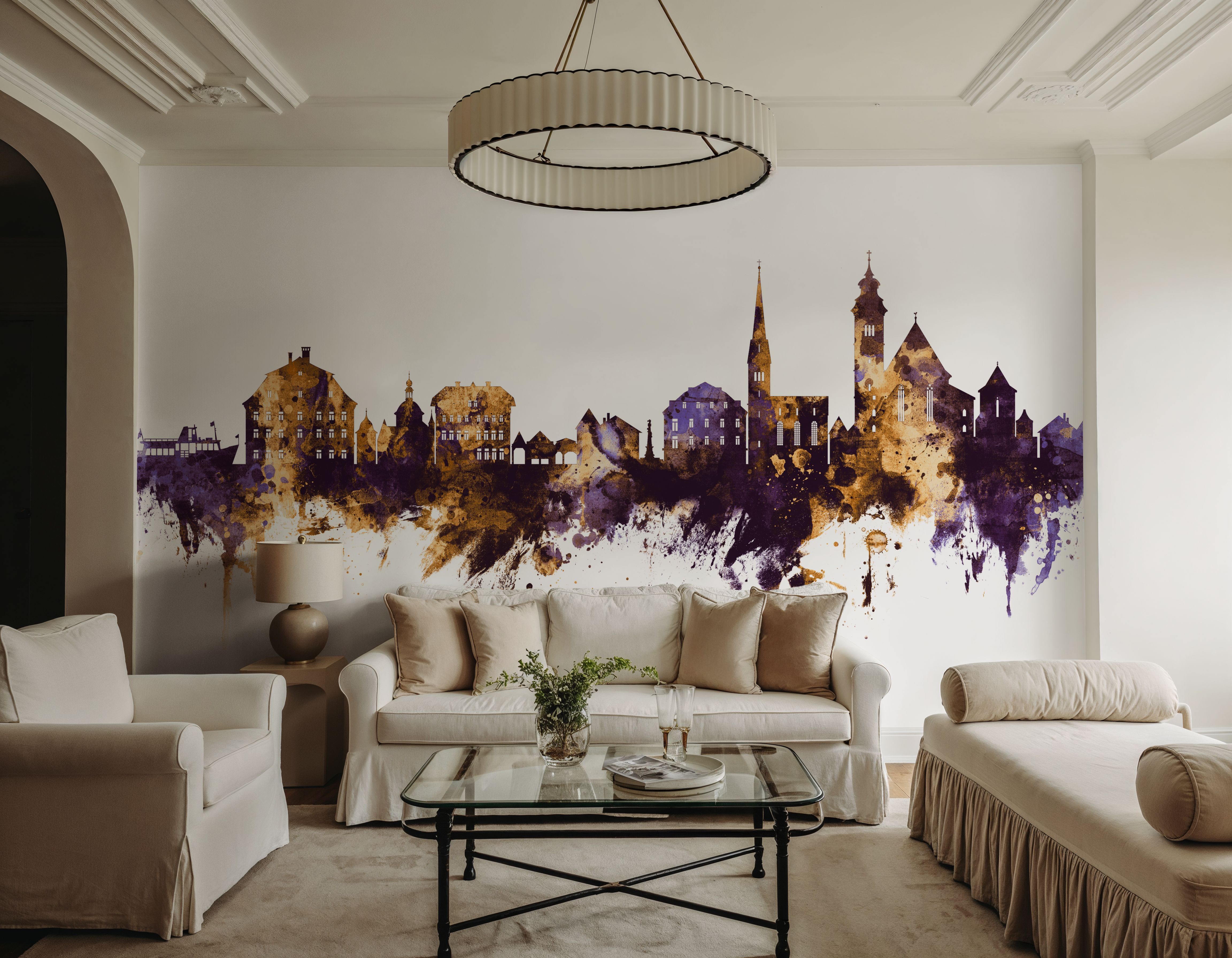 Hallstatt Austria Skyline Purple & Gold