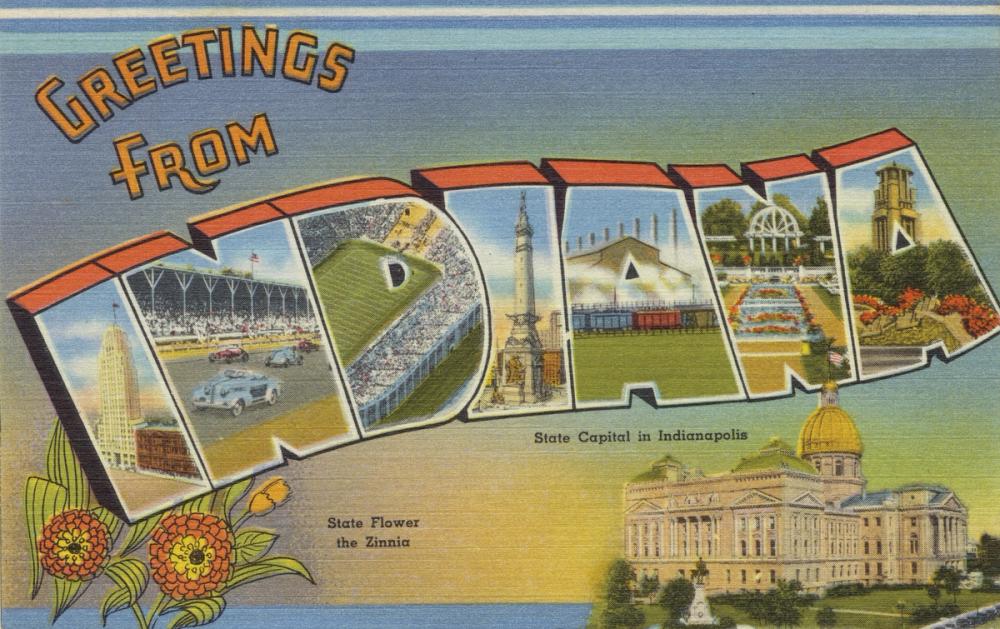 Greetings from Indiana - Screenprint Postcard