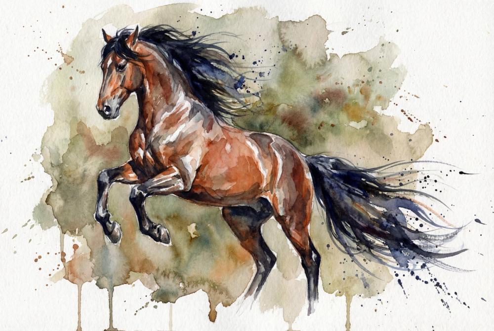 Powerful Horse - Watercolor Spirit Animals Series