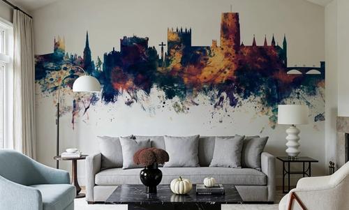 Durham England Skyline Blue & Bronze