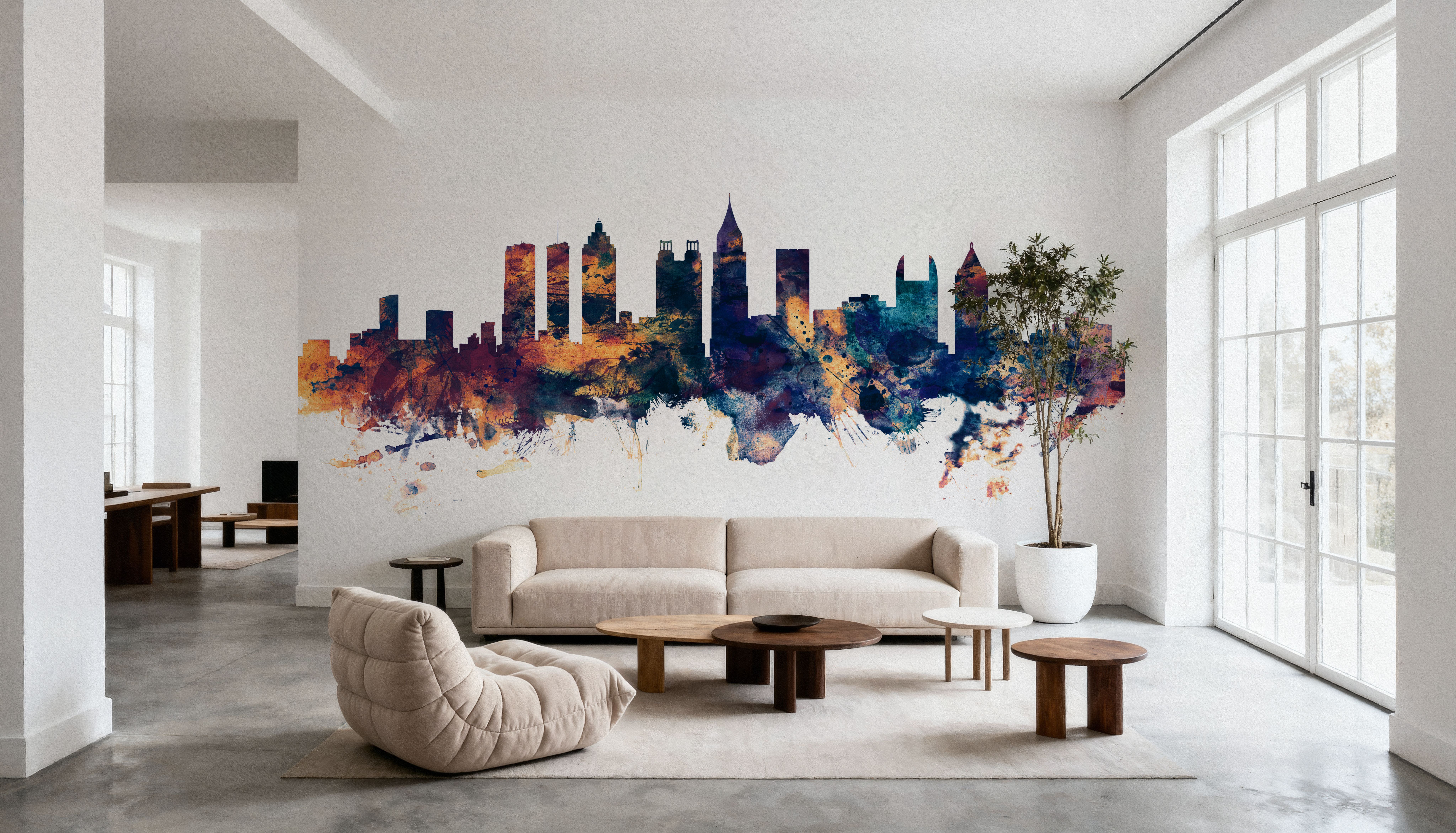 Atlanta Georgia Skyline Blue & Bronze, Wallpaper