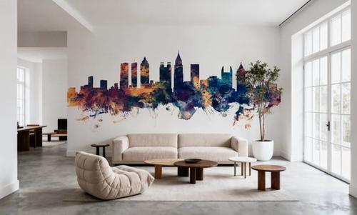 Atlanta Georgia Skyline Blue & Bronze