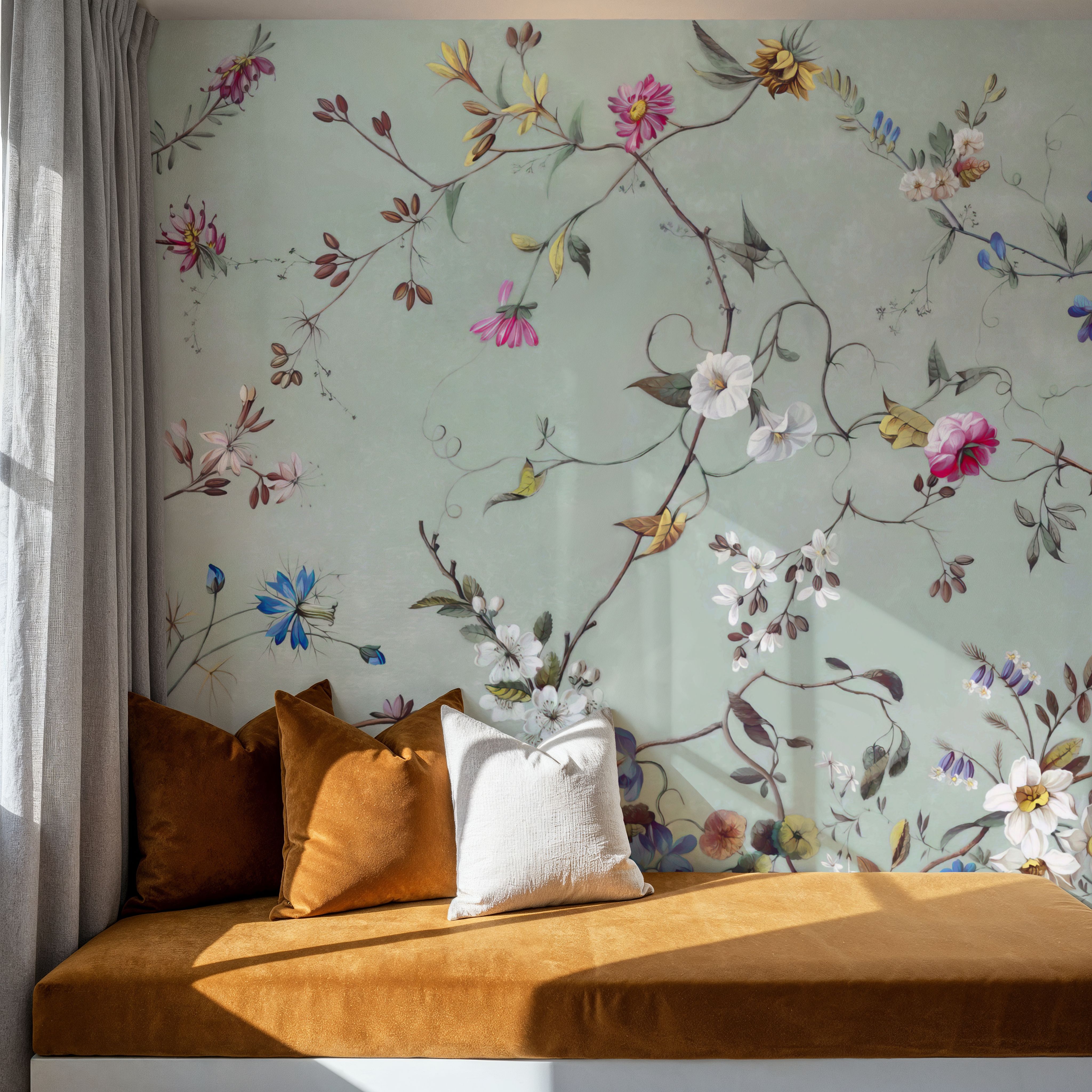 Floral Heaven, Vibrant on Sage