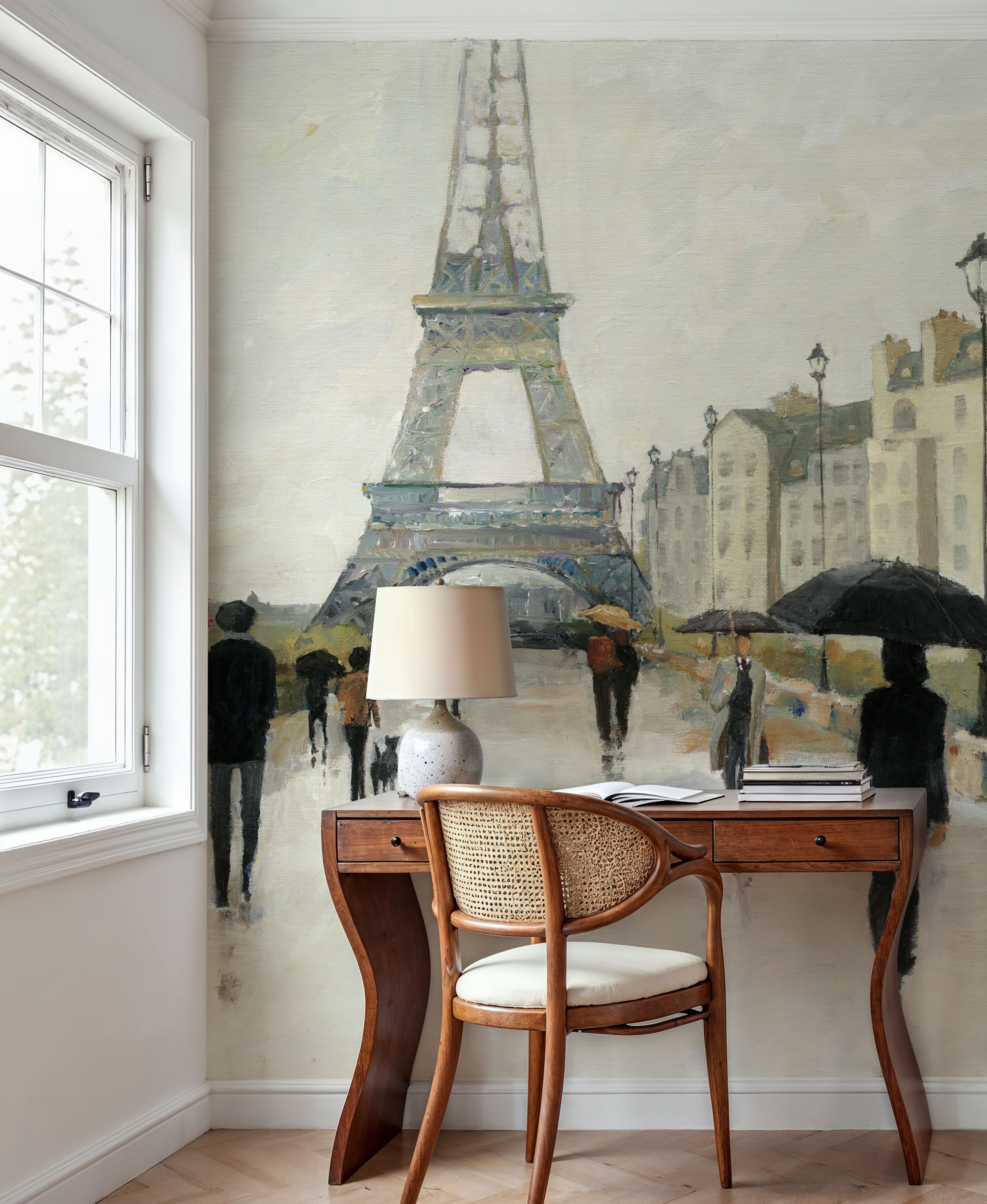 Eiffel in the Rain Marsala Umbrella