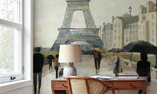 Eiffel in the Rain Marsala Umbrella