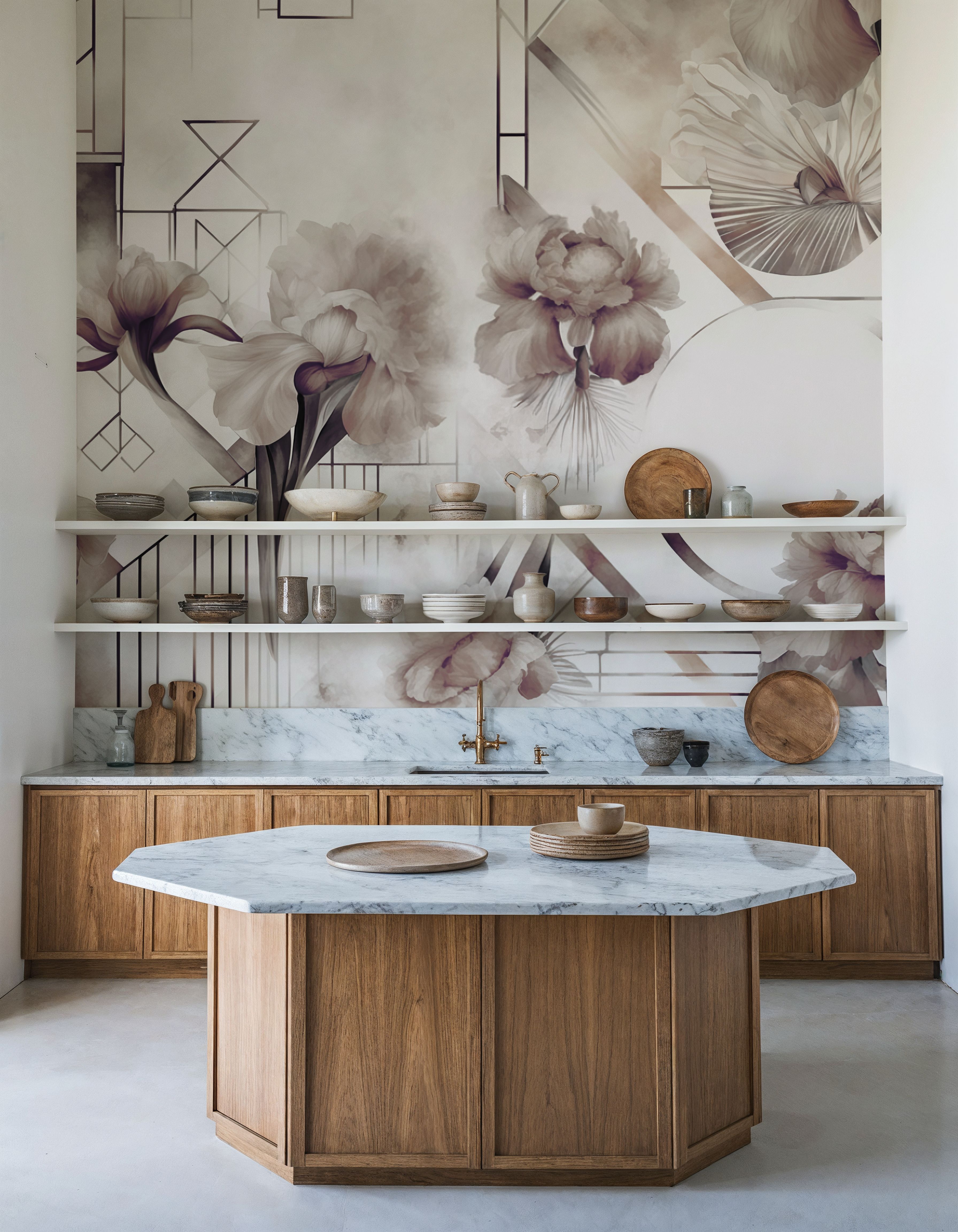 Watercolor Geometry Brown