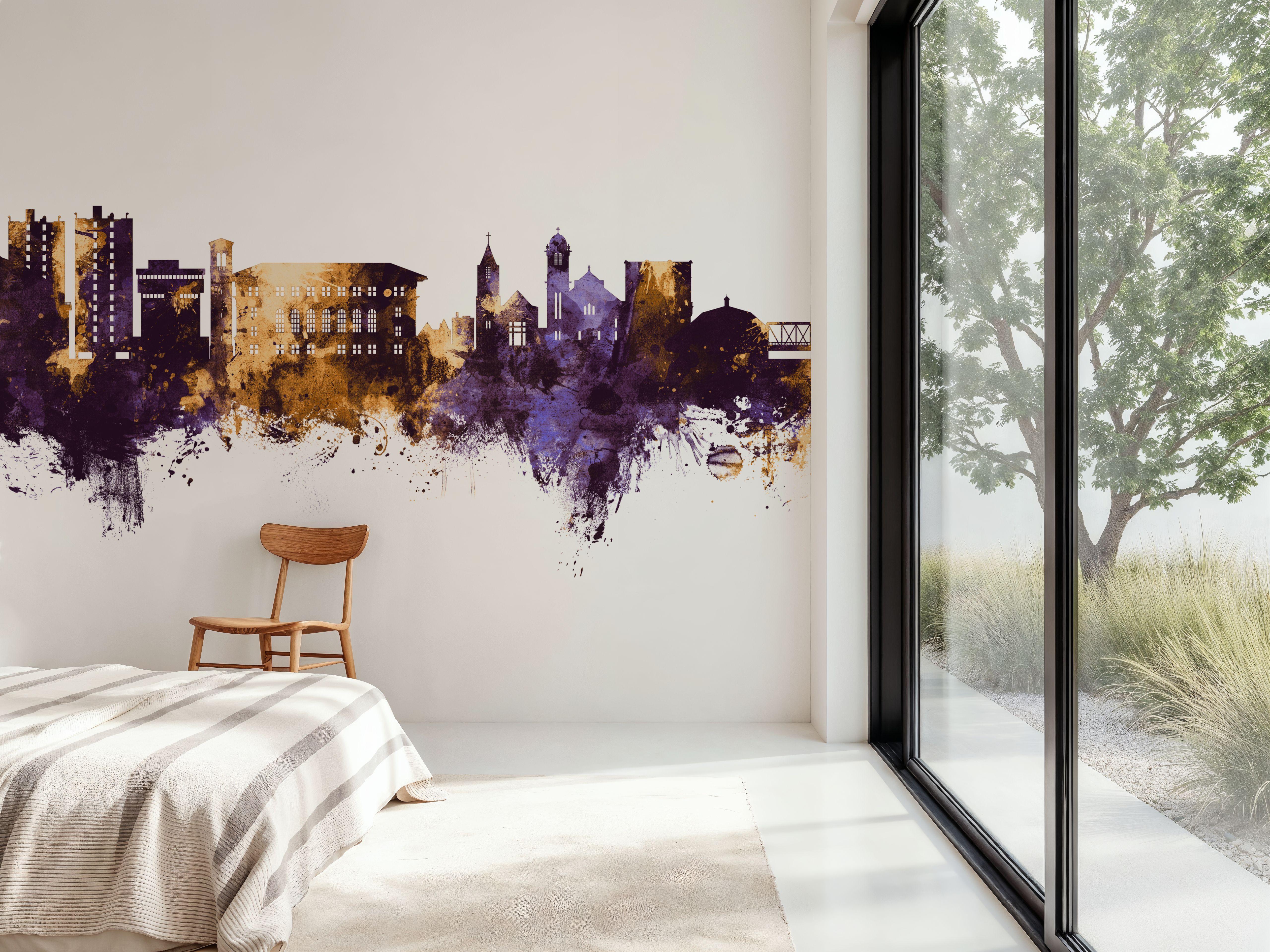 Cedar Falls Iowa Skyline Purple & Gold