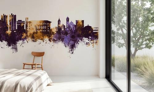 Cedar Falls Iowa Skyline Purple & Gold
