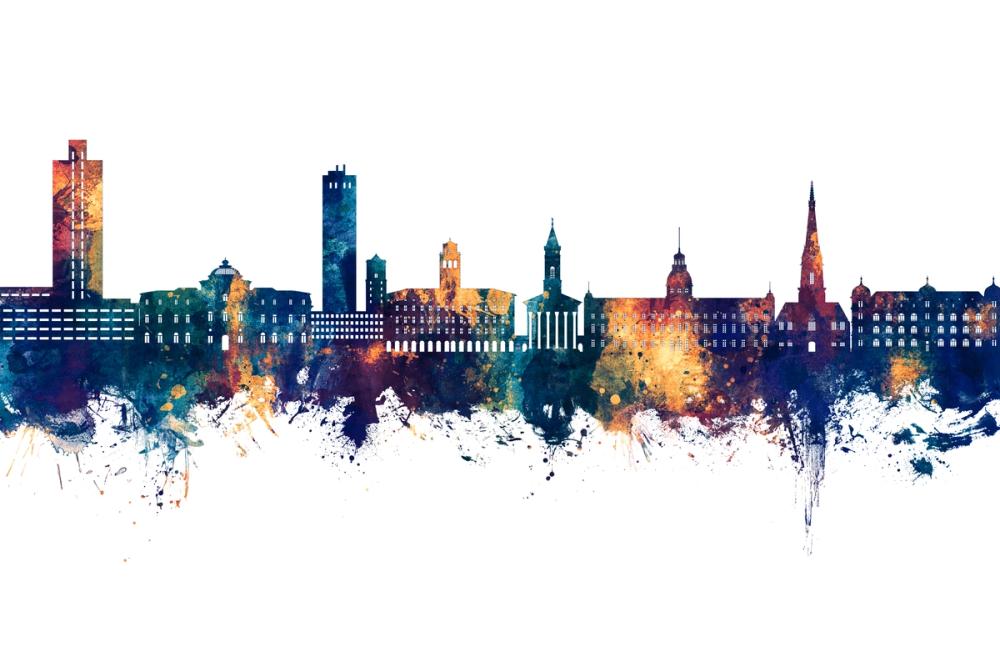 Karlsruhe Germany Skyline Blue & Bronze