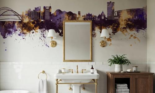 Gateshead England Skyline Purple & Gold