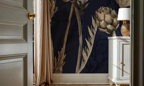 Artichoke Blooms, Navy Blue