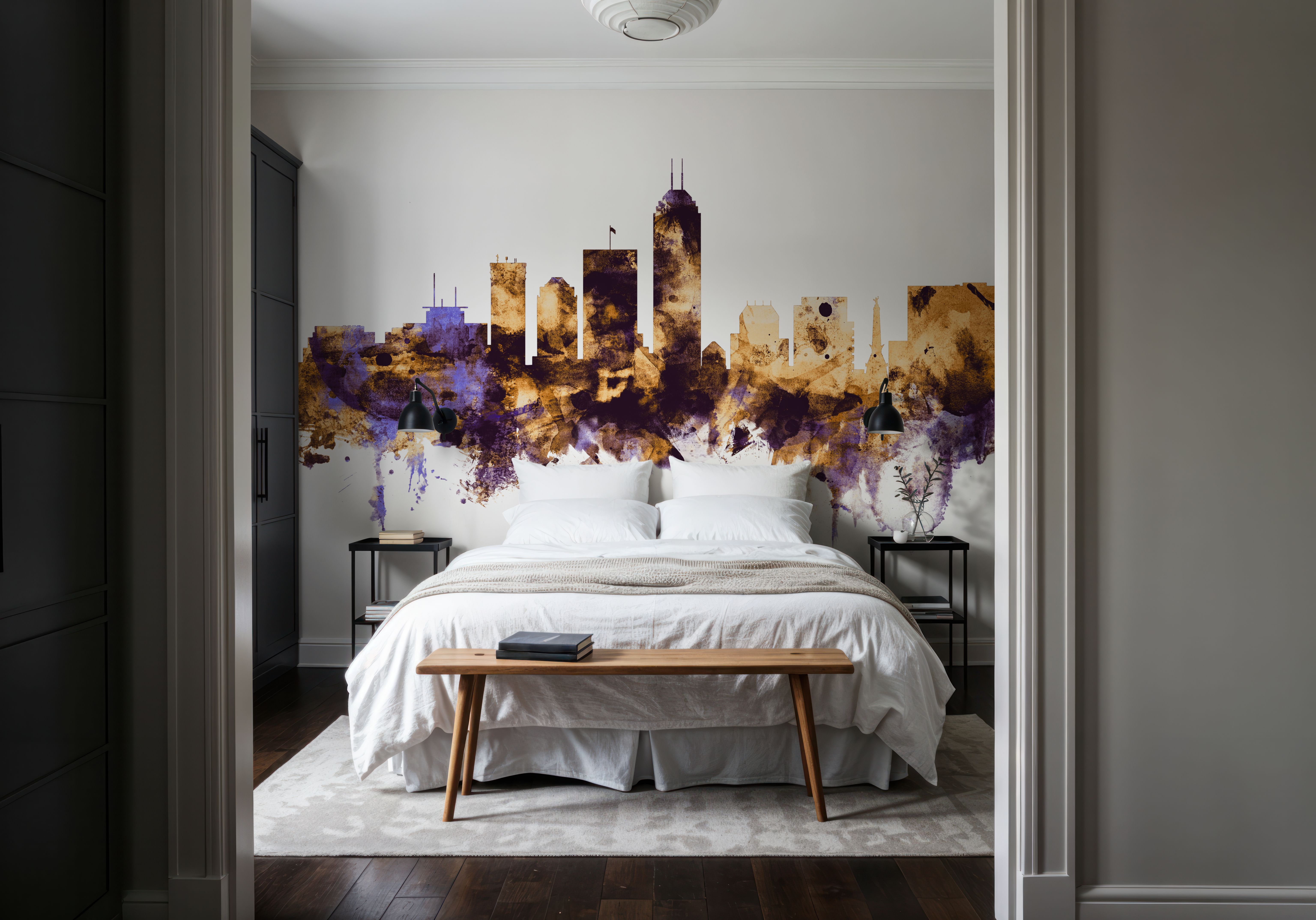 Indianapolis Indiana Skyline Purple & Gold