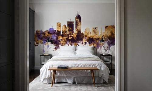 Indianapolis Indiana Skyline Purple & Gold
