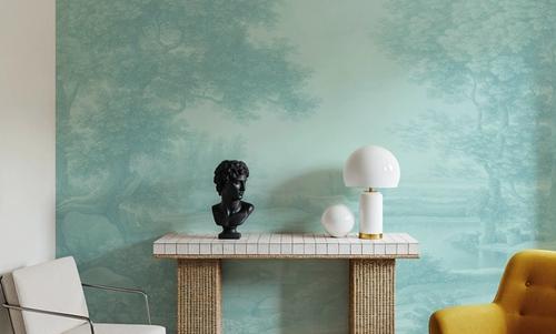 Riverbank Oak Landscape, Seafoam