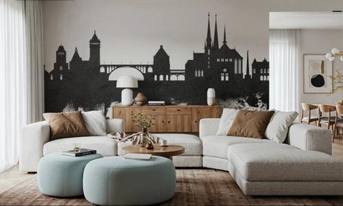 Luxembourg City Skyline Black & White