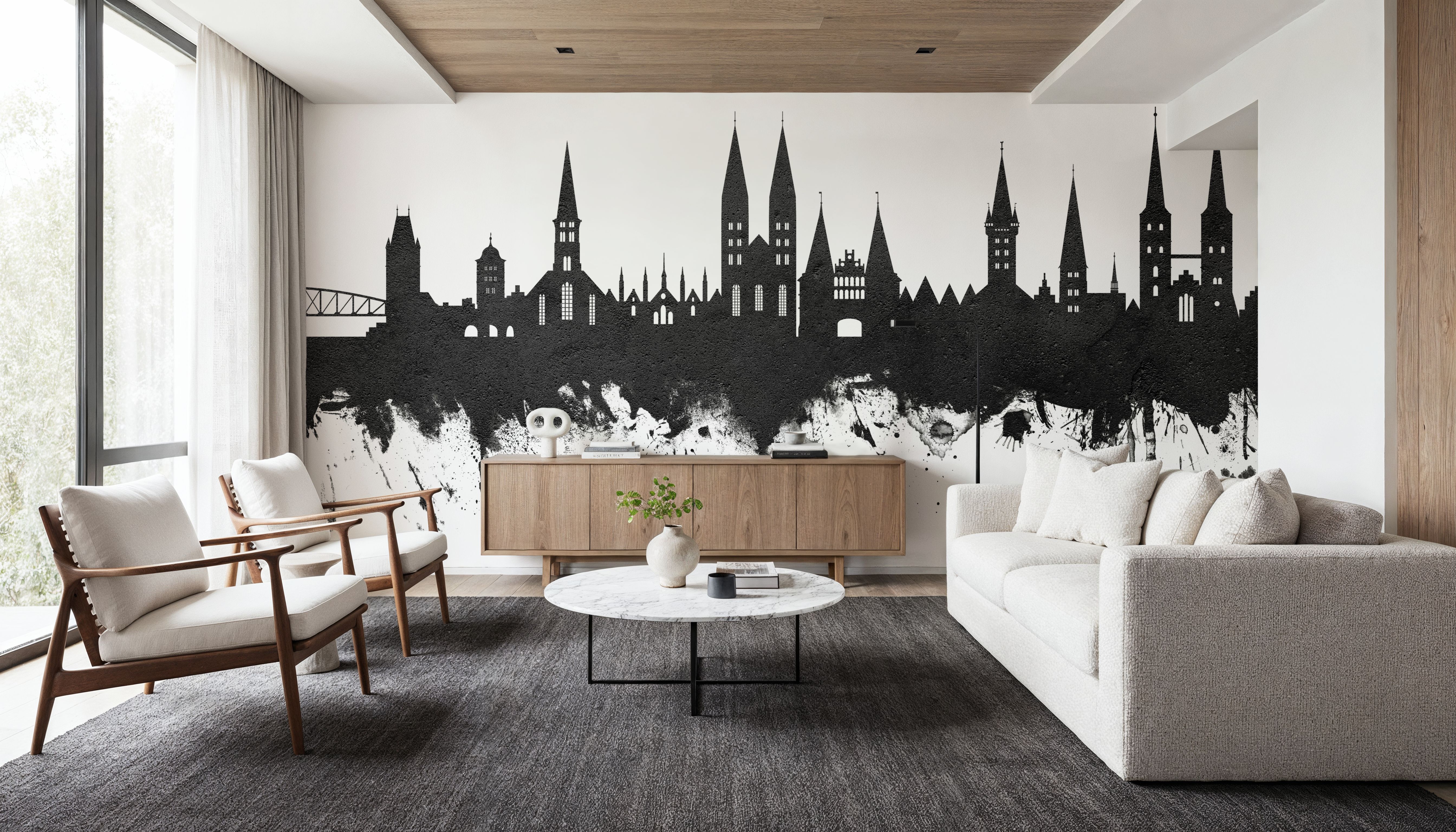 Lubeck Germany Skyline Black & White