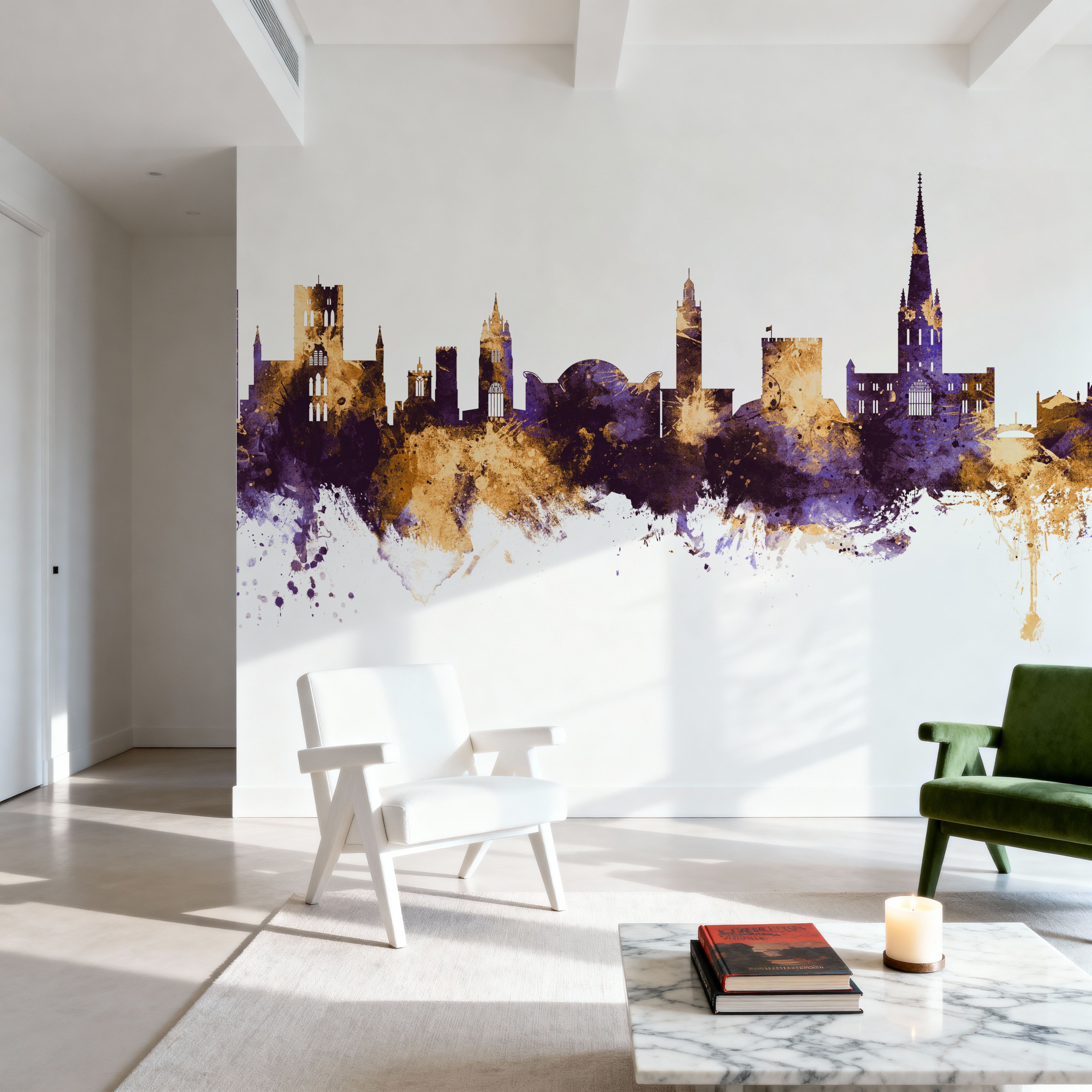 Norwich England Skyline Purple & Gold