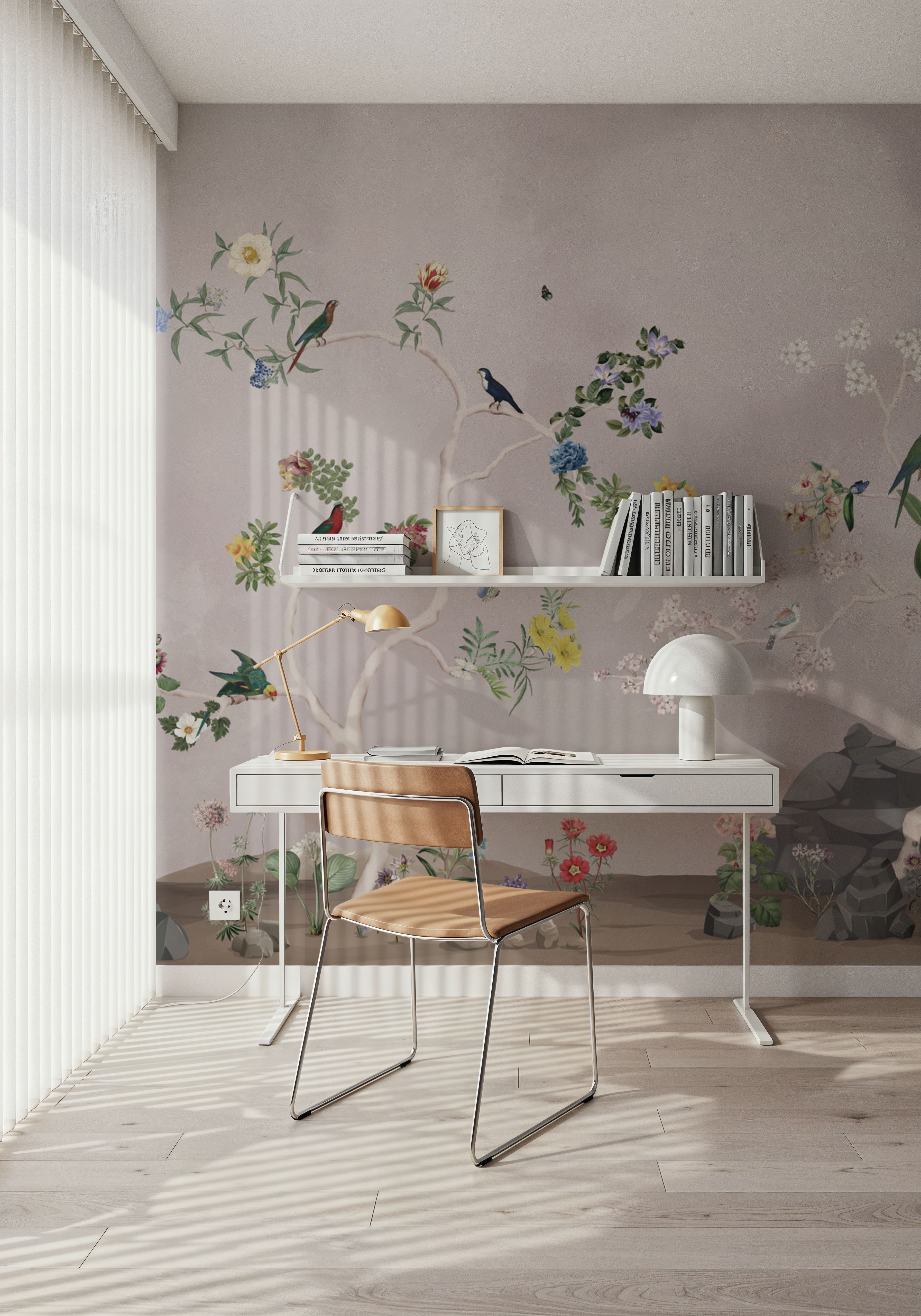 Birds in the Garden Gray