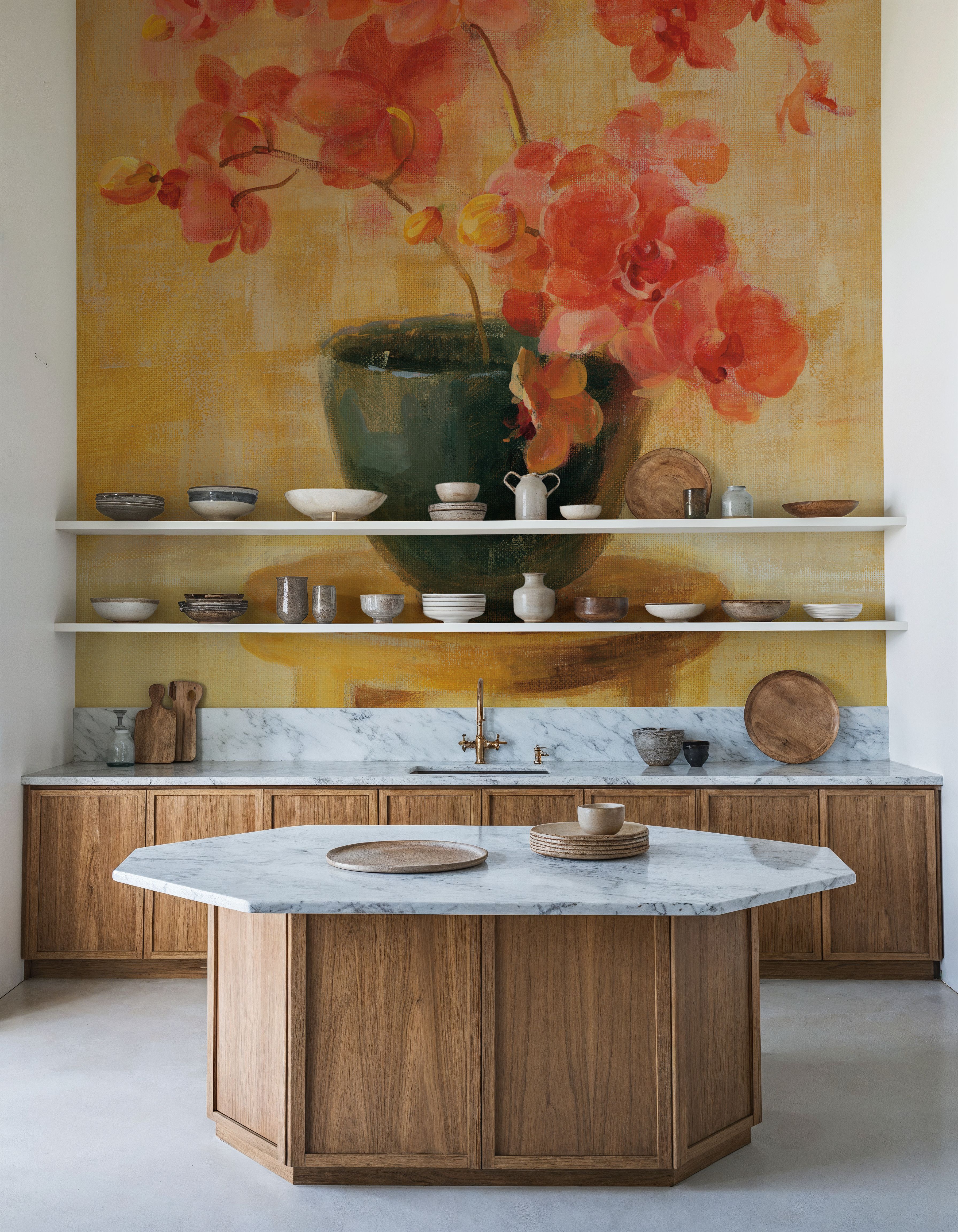 Pink Orchids in Black Vase