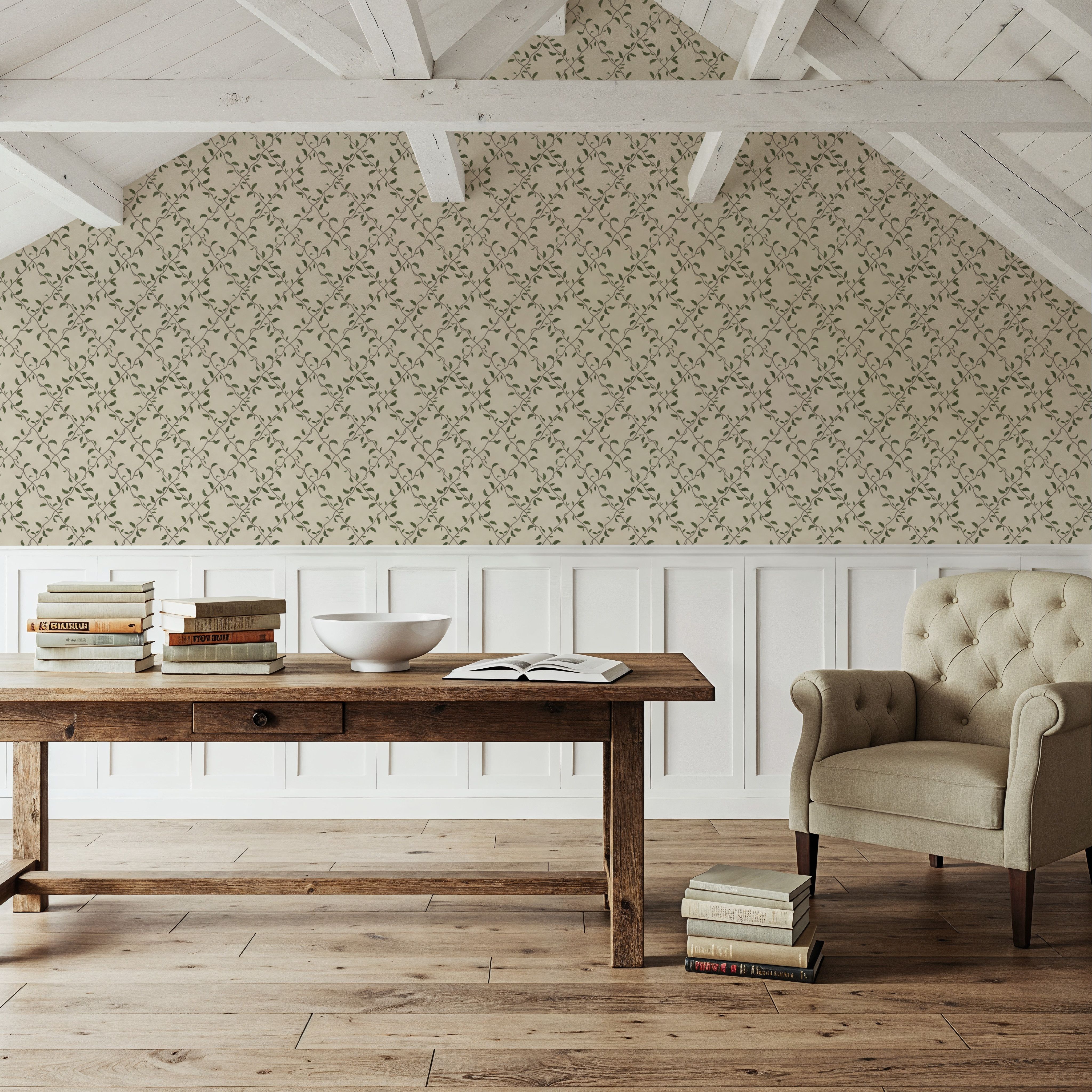 Emerald Trellis Petite, Light Beige