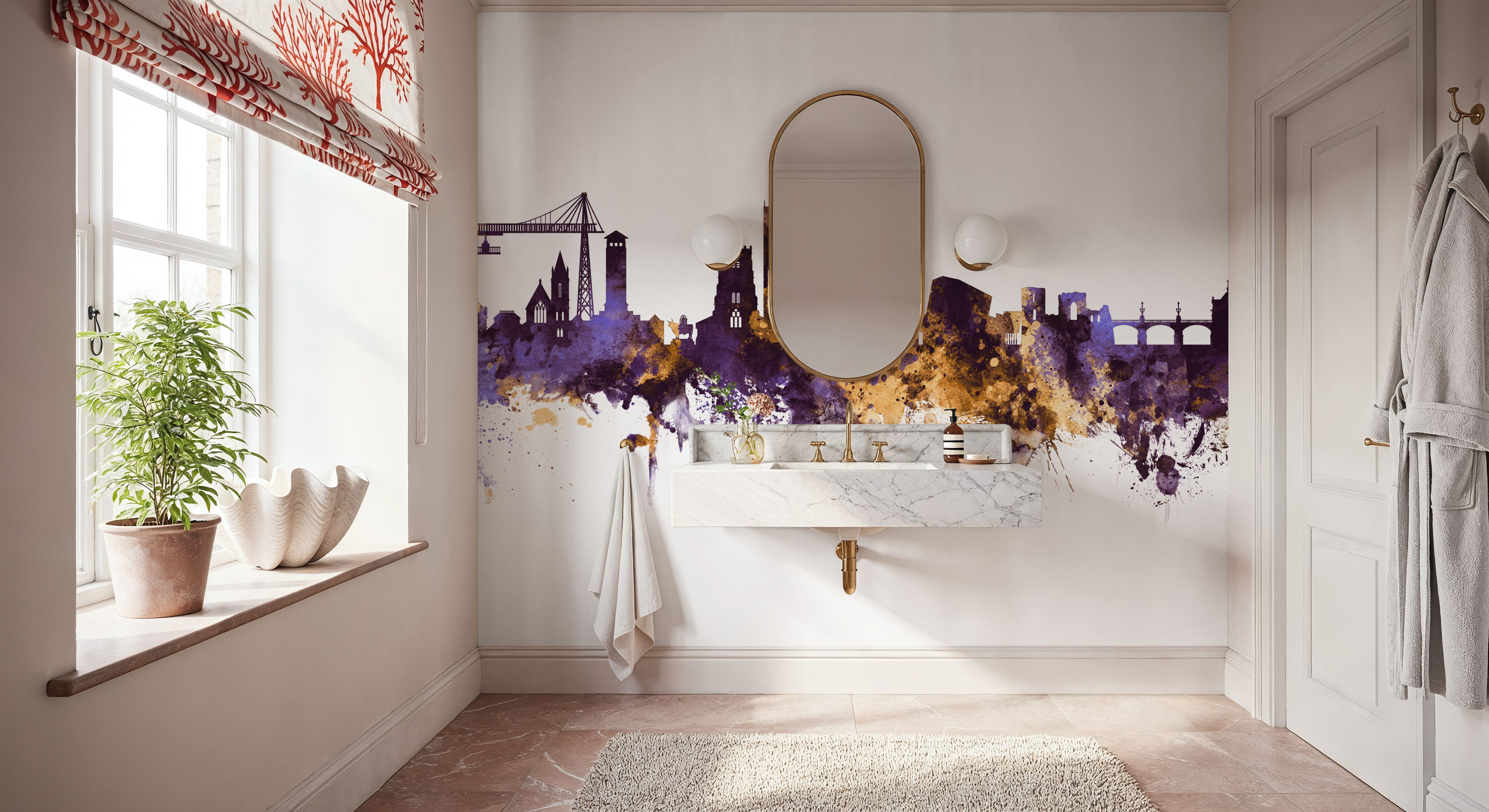 Newport Wales Skyline Purple & Gold