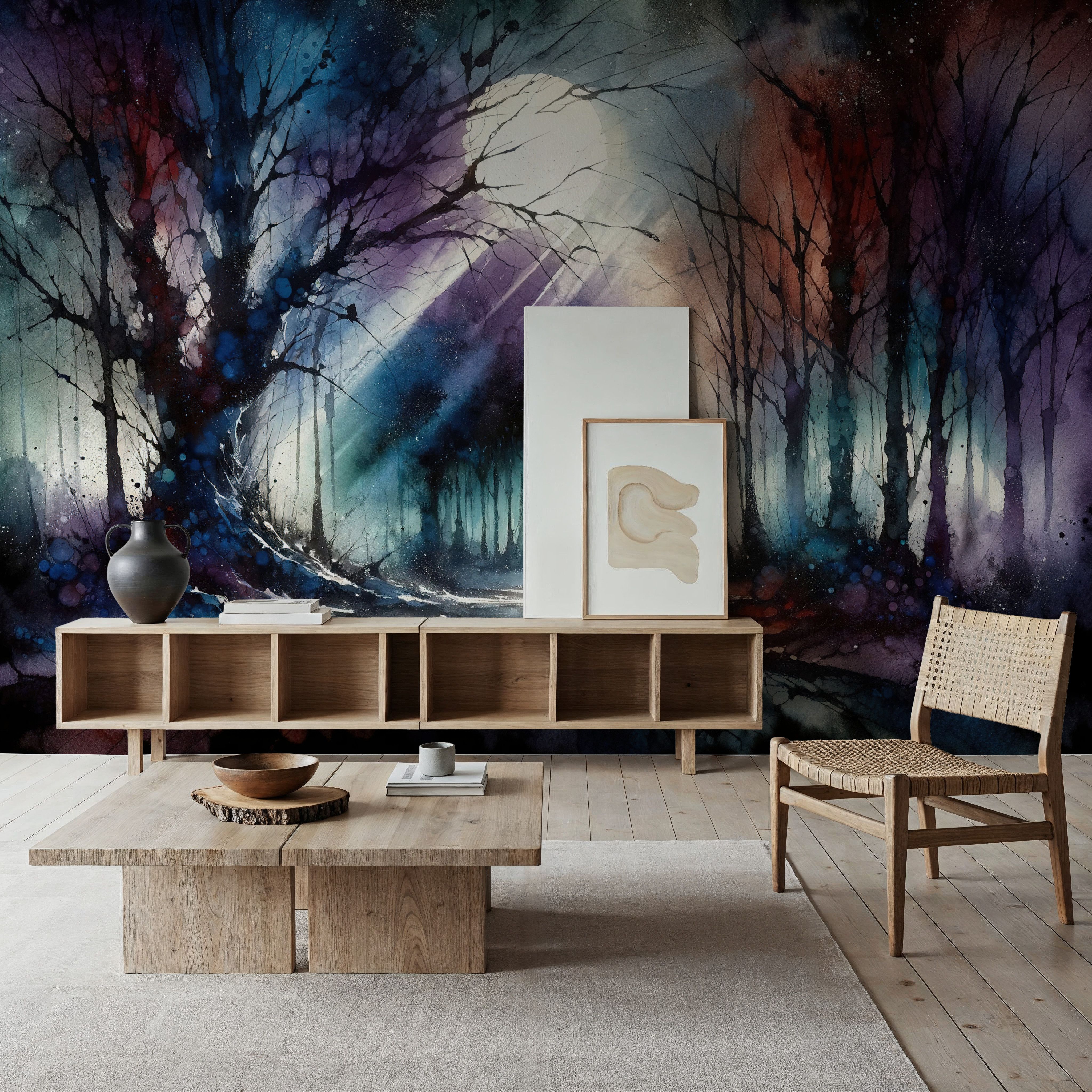 Mystical Moonlit Forest Scene