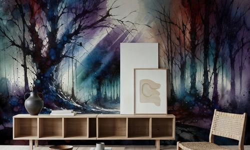 Mystical Moonlit Forest Scene