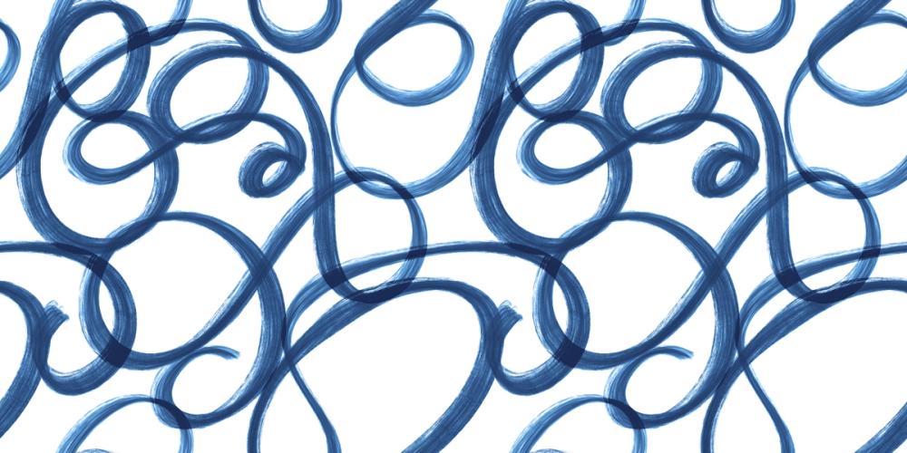 Curly Brush Lines, Blue