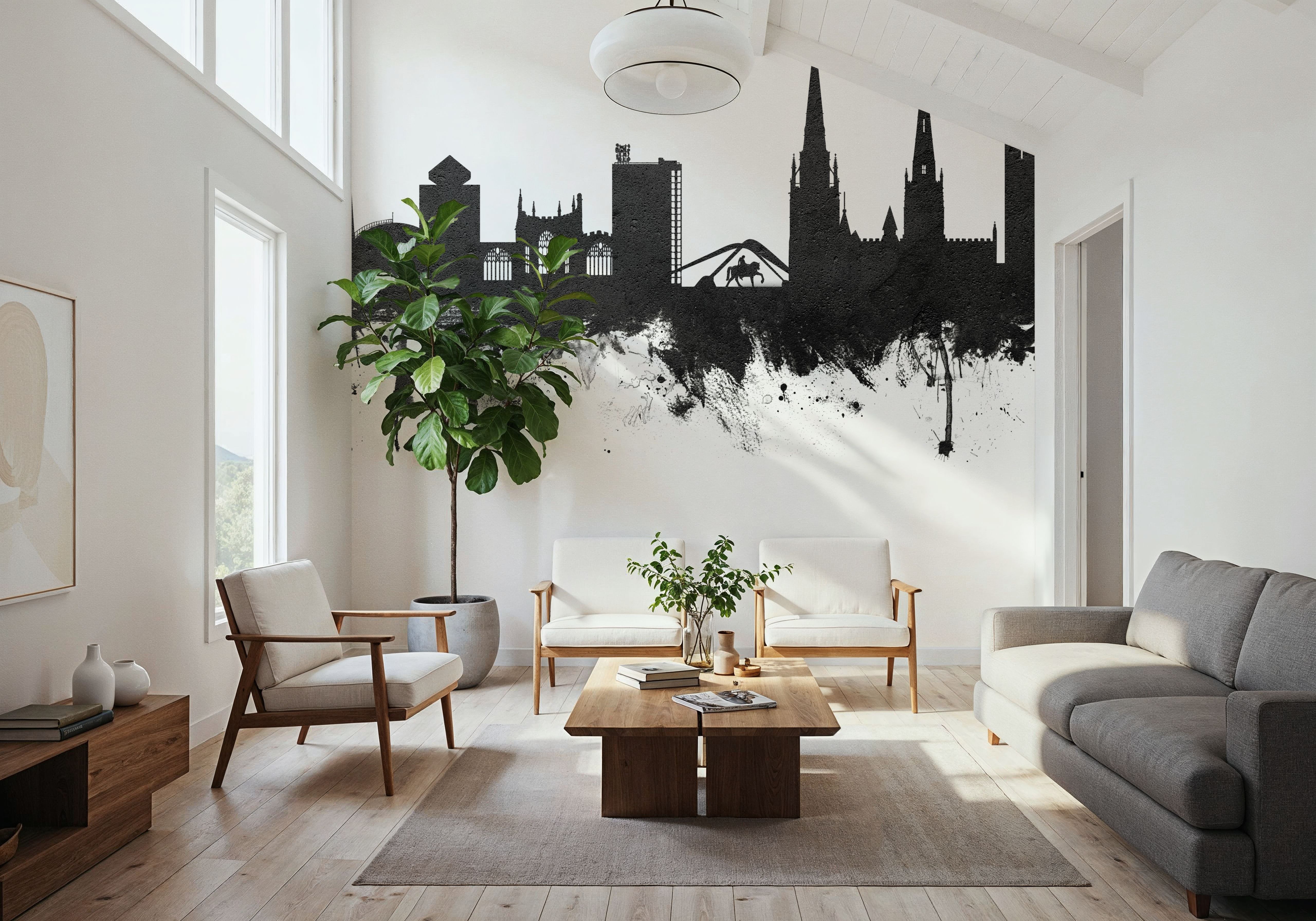 Coventry England Skyline Black & White
