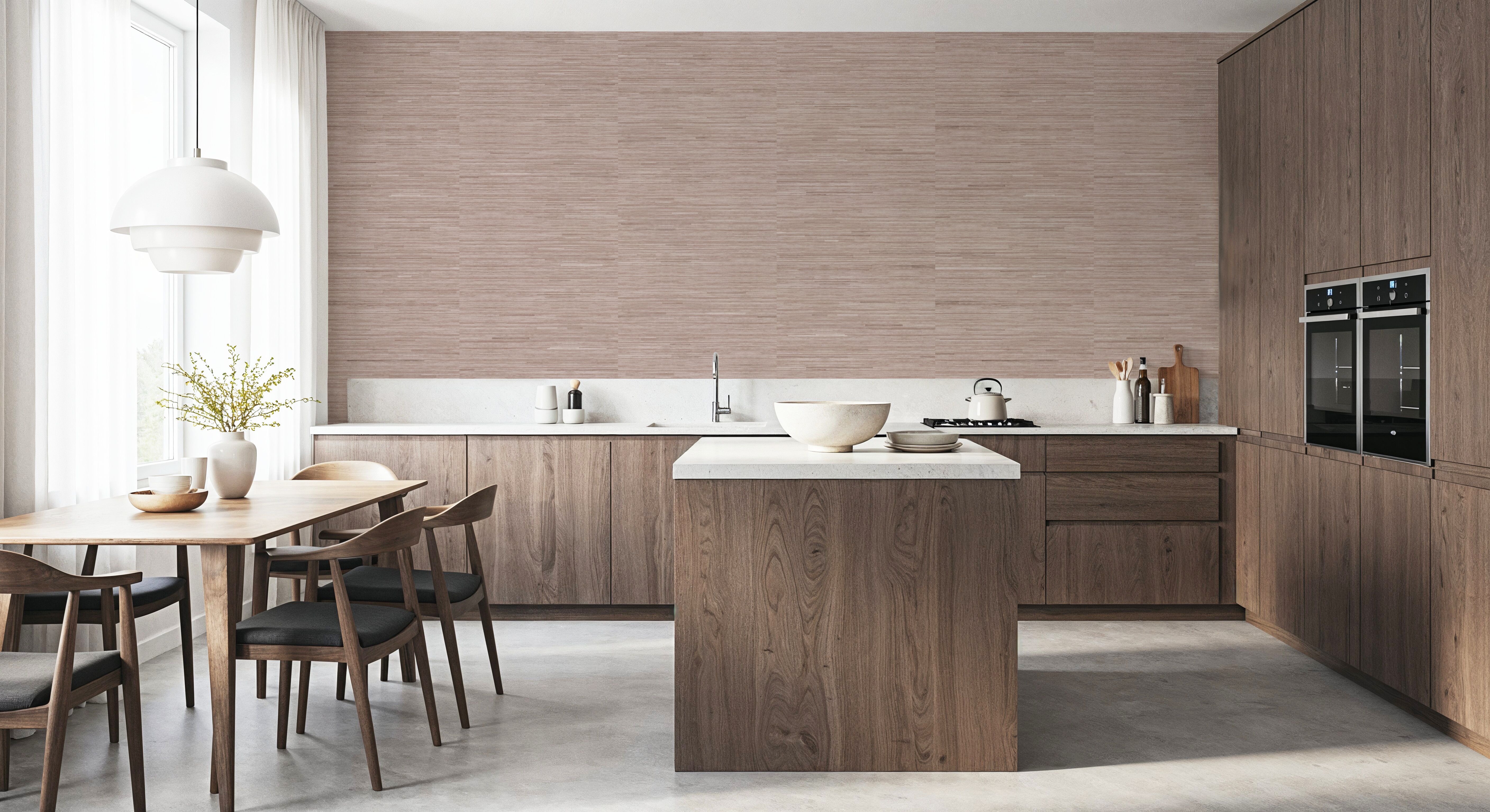 Faux Grasscloth with Visible Seams, Rose Clay