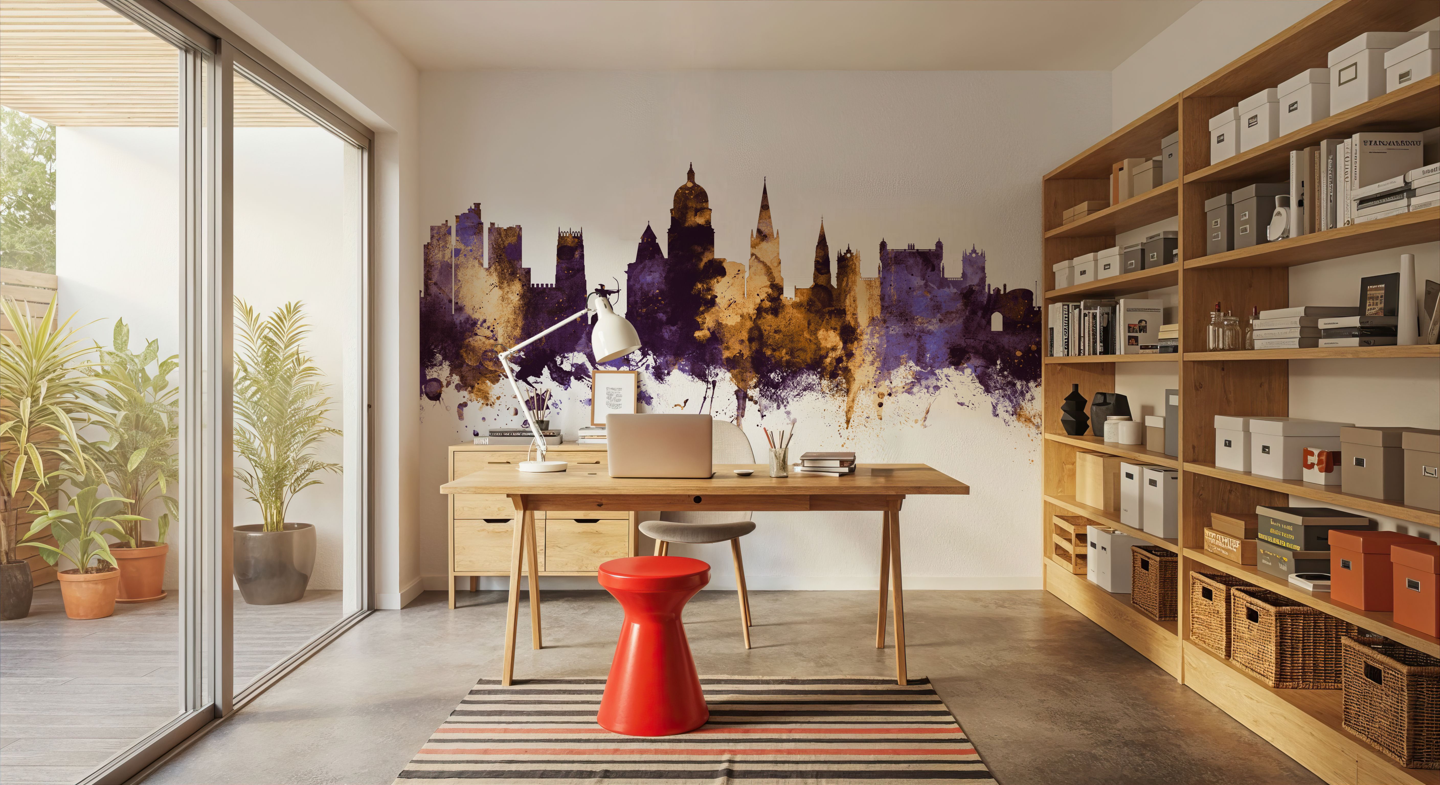 Nottingham England Skyline Purple & Gold