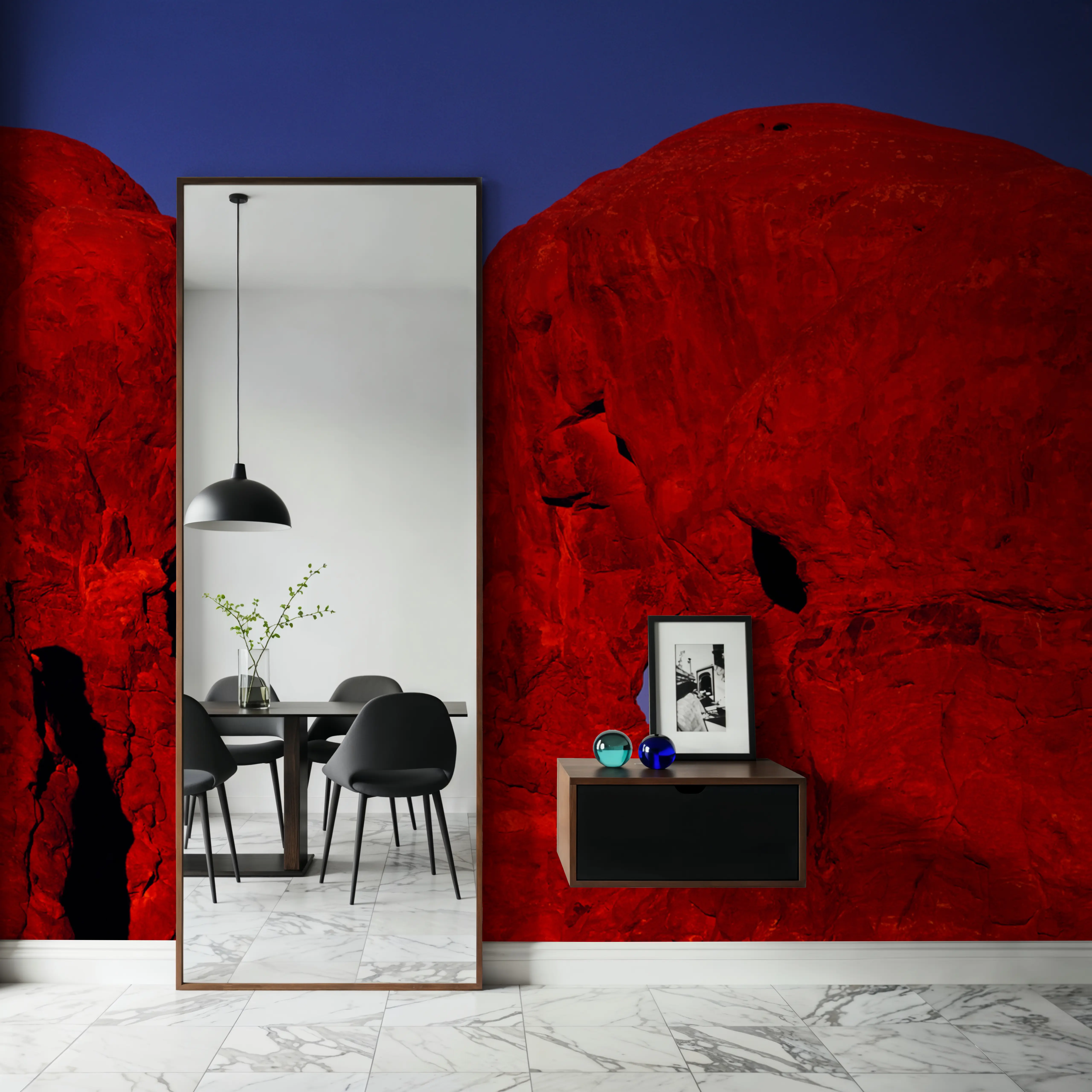 Fotobehang - Elephant Rocks - Woestijn Lucht Mural - Rood - Gangtrappen - Wallism België - Zelfklevend of Vliesbehang