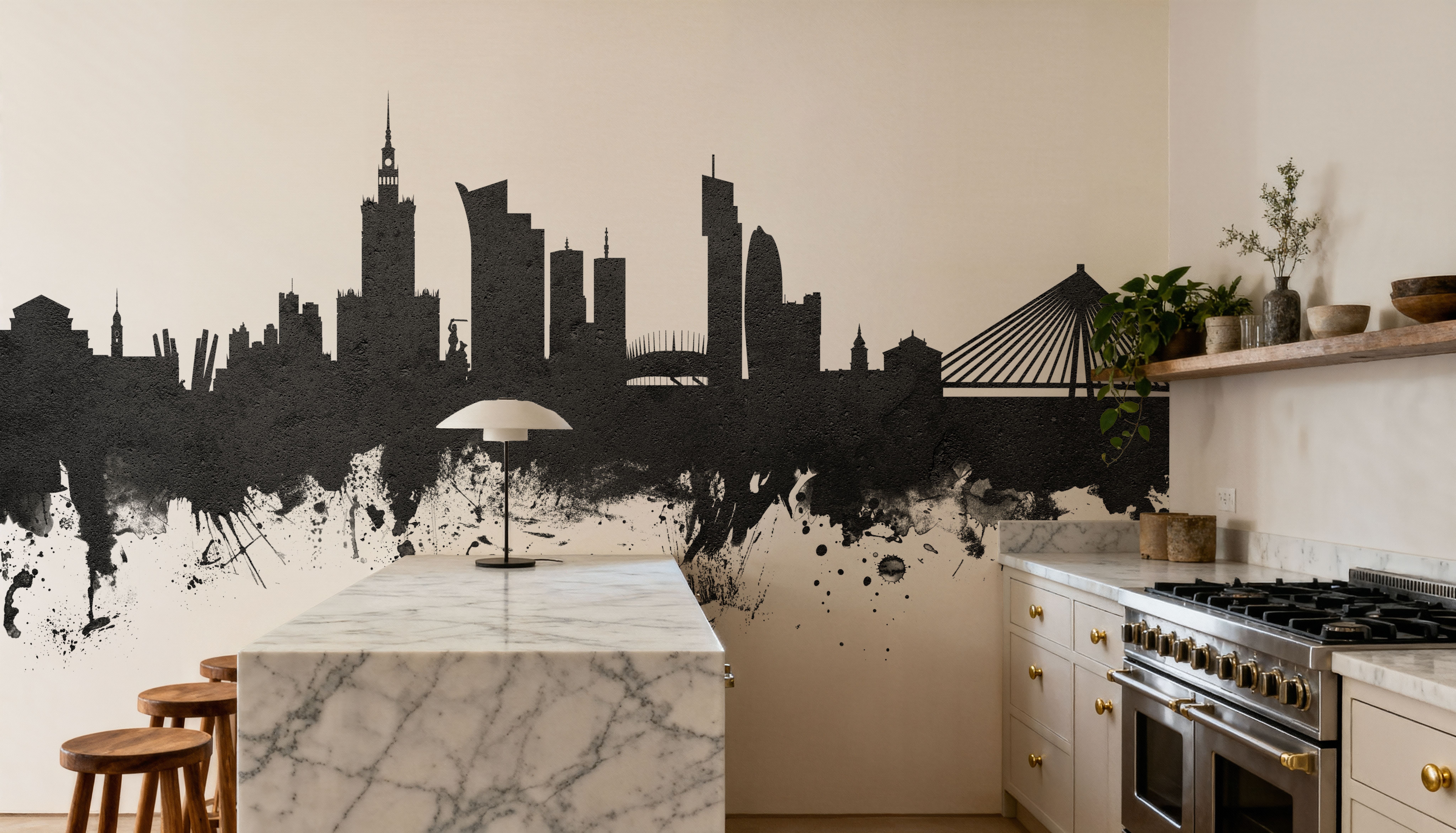 Warsaw Poland Skyline Black & White , Wallpaper