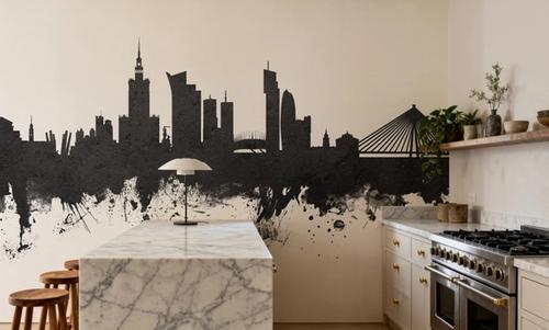 Warsaw Poland Skyline Black & White