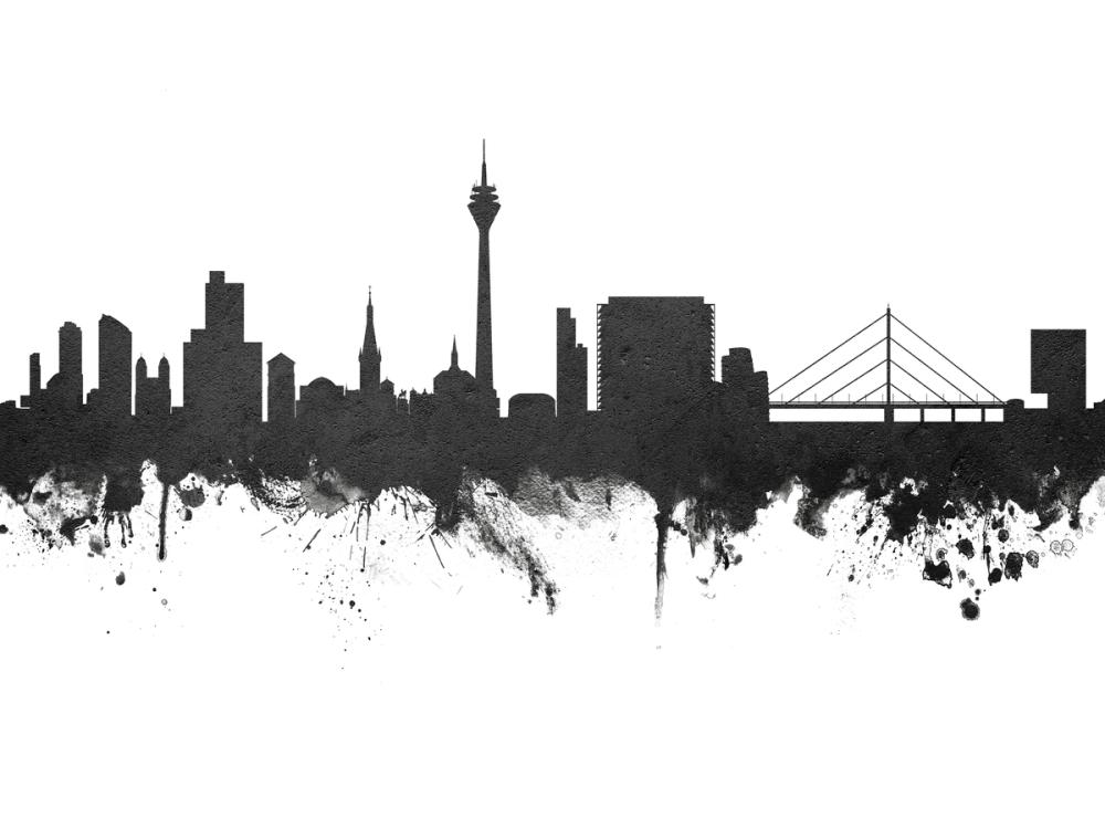 Düsseldorf Germany Skyline Black & White