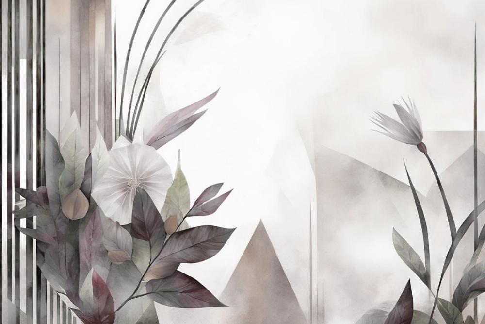 Floral Watercolor Abstract Gray