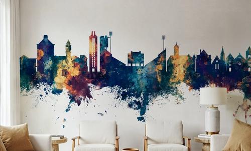 Lawrence Kansas Skyline Blue & Bronze