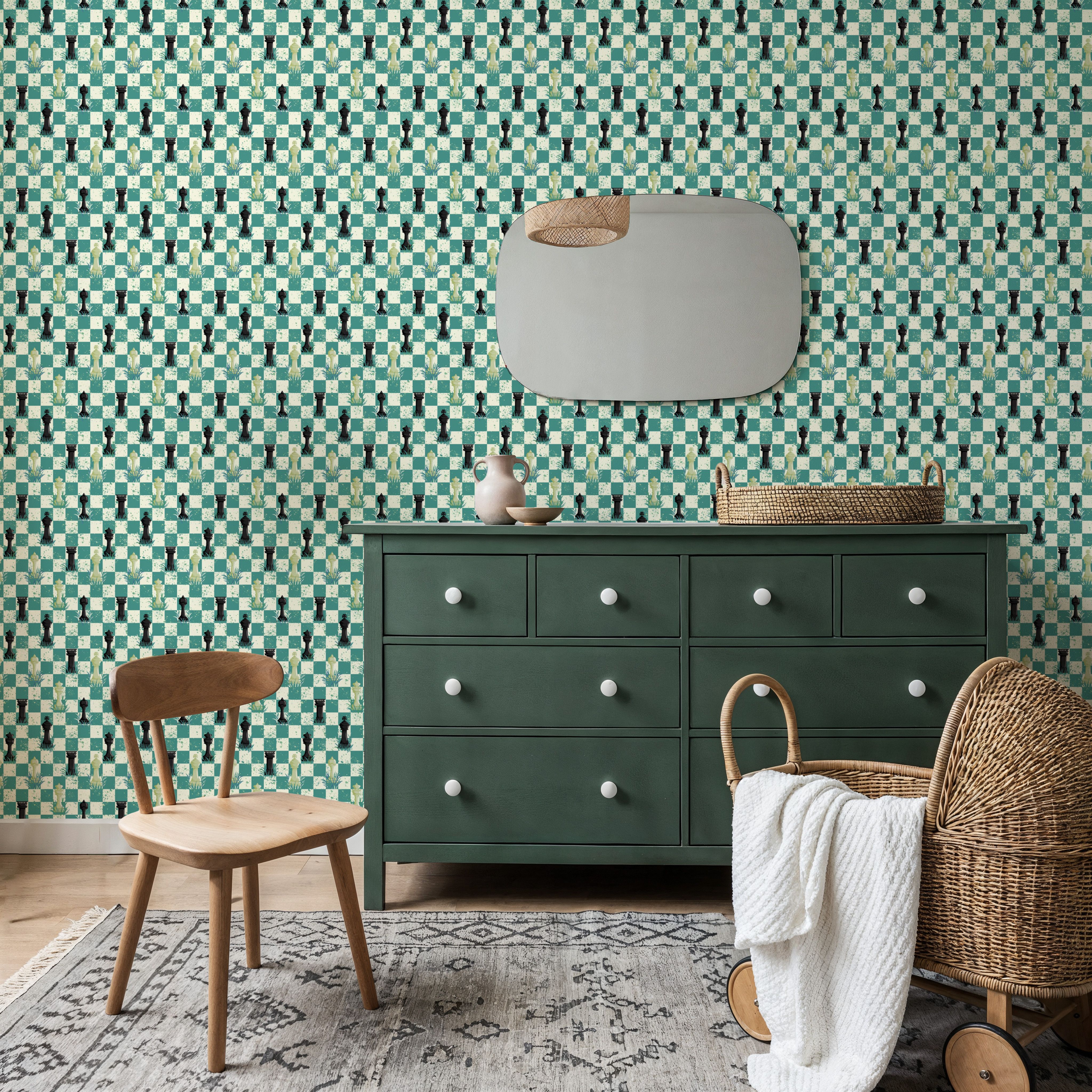 Outdoor Chess, Turquoise, Papel de parede
