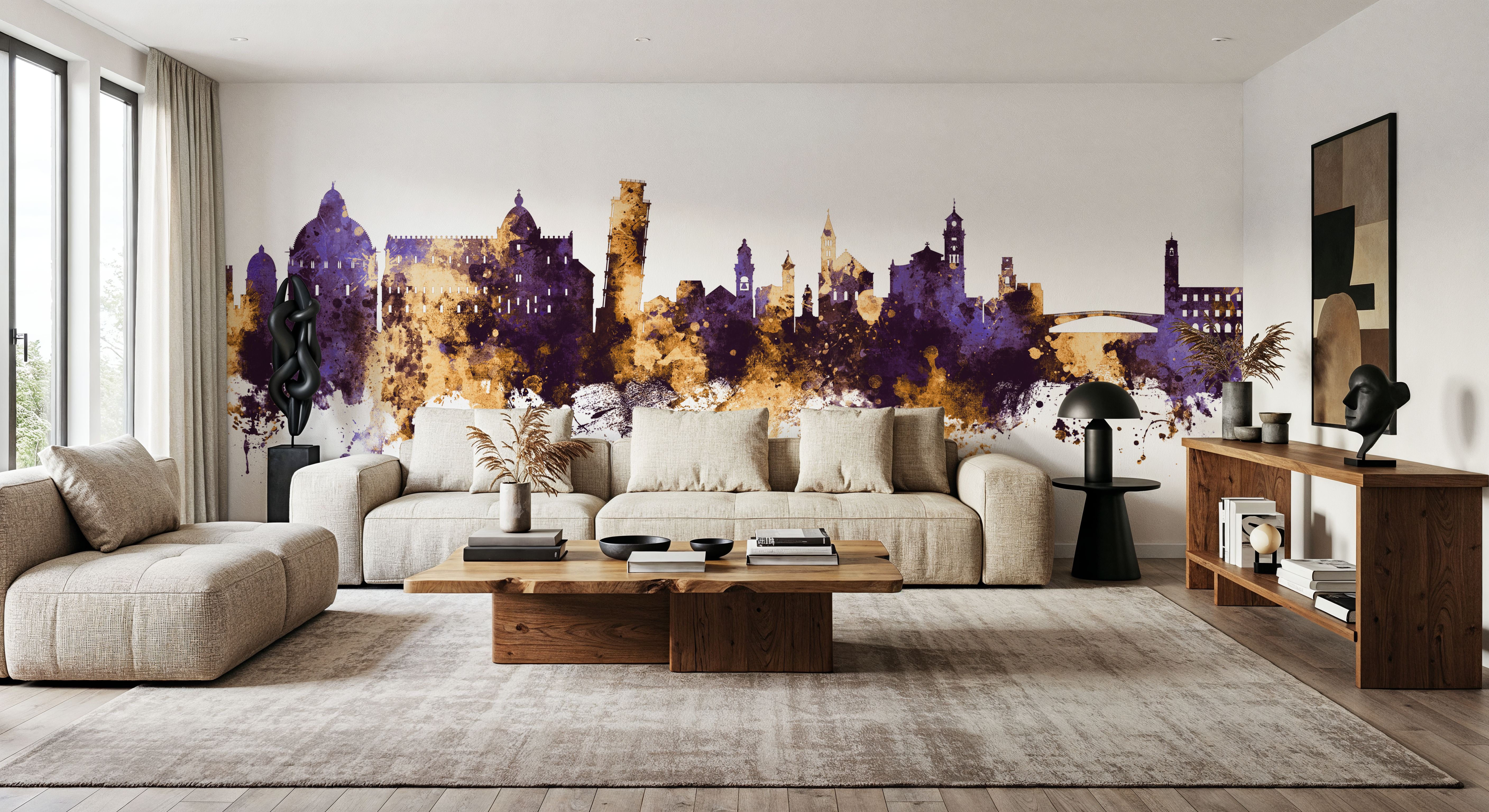 Pisa Italy Skyline Purple & Gold