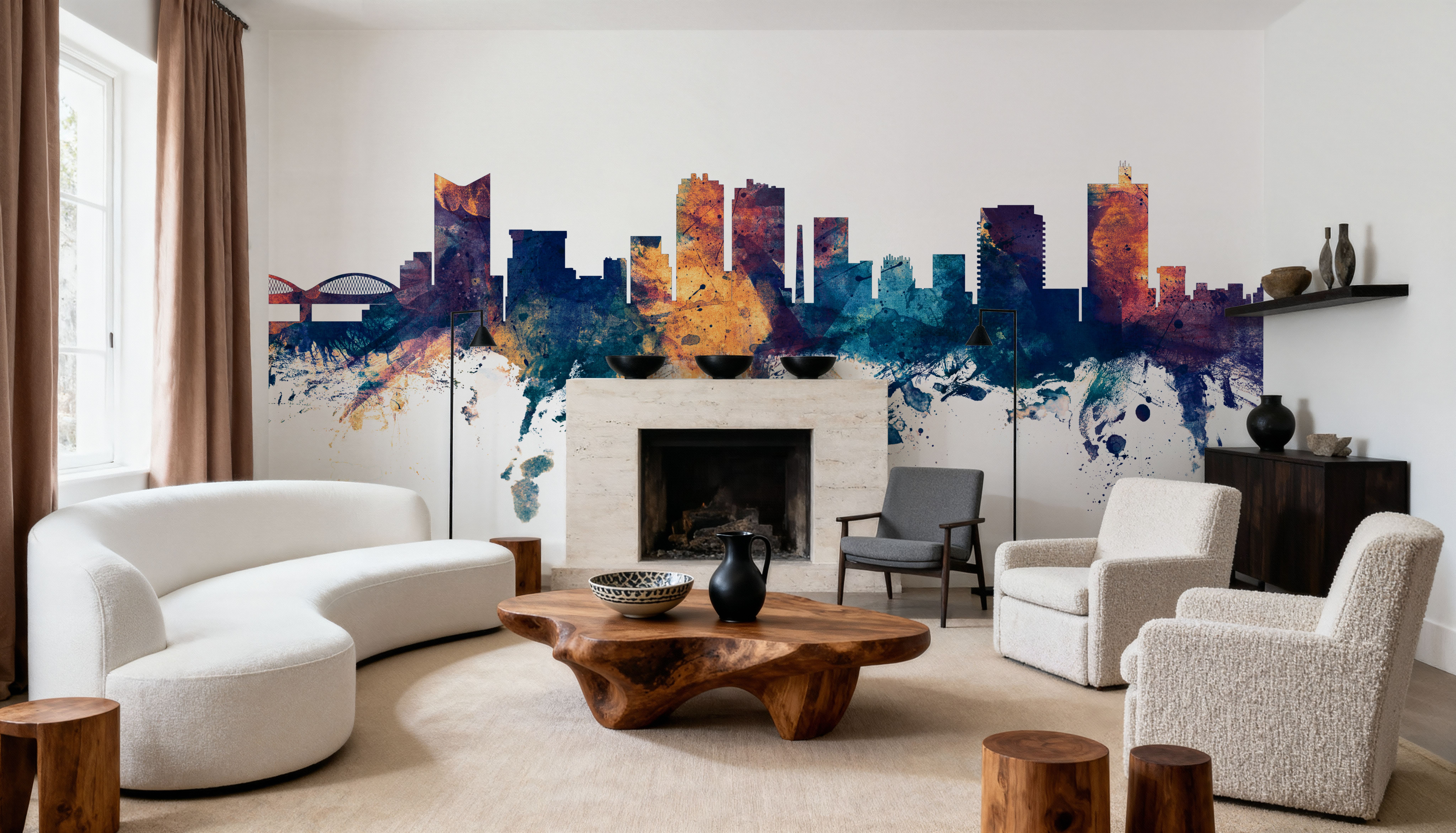 Fort Worth texas Skyline Blue & Bronze