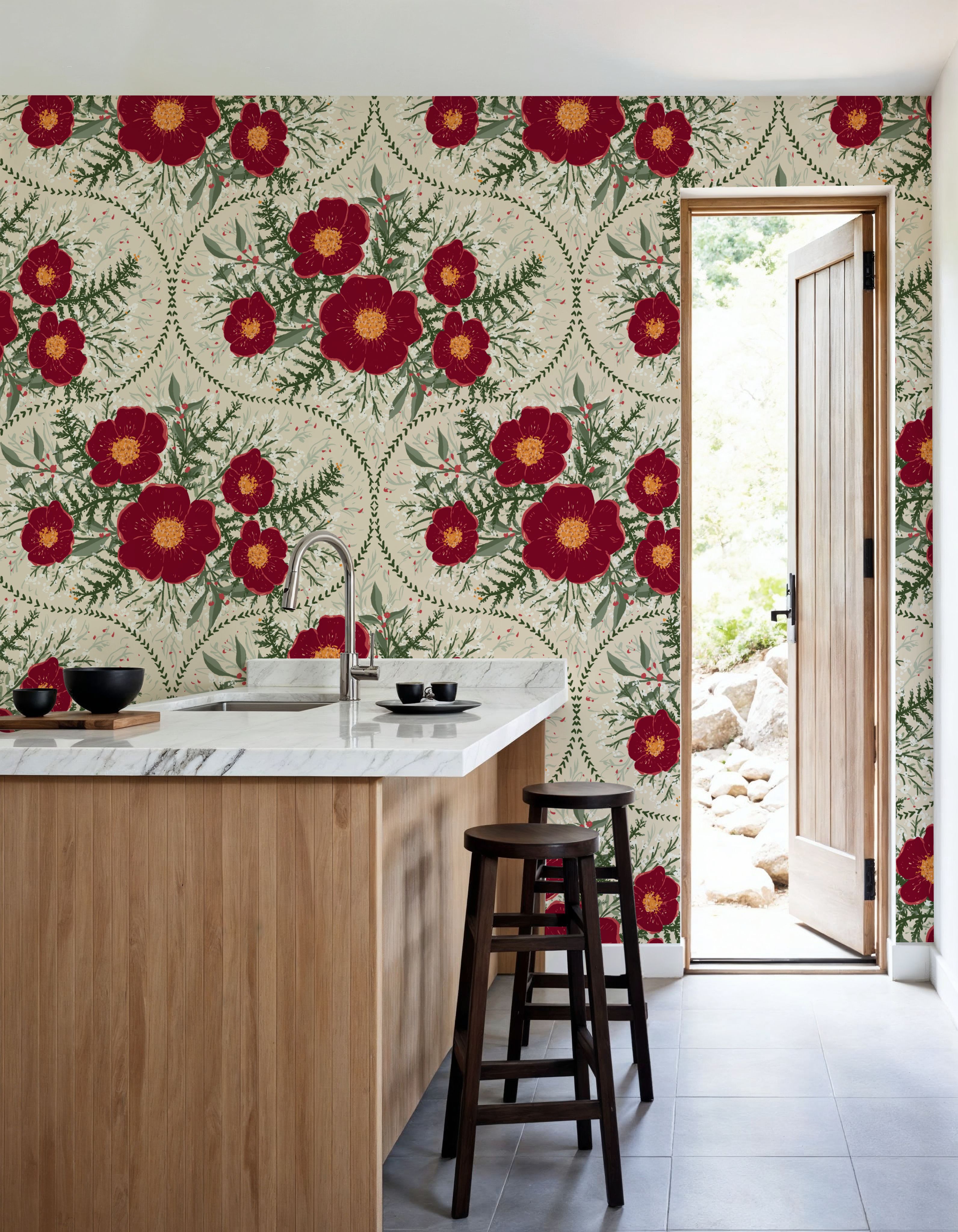 Yuletide Camelia, Bone White