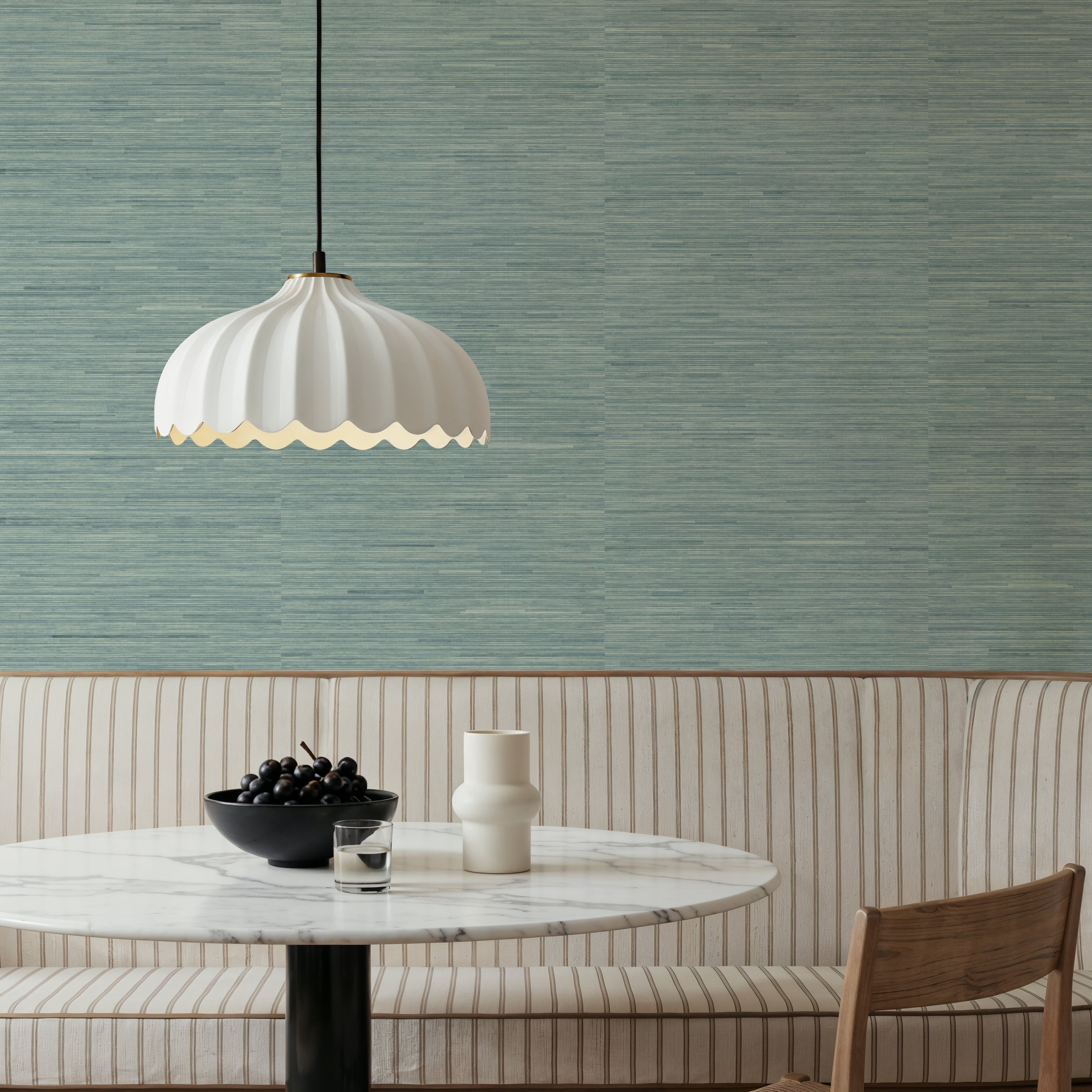 Faux Grasscloth with Visible Seams, Seafoam, Papier peint