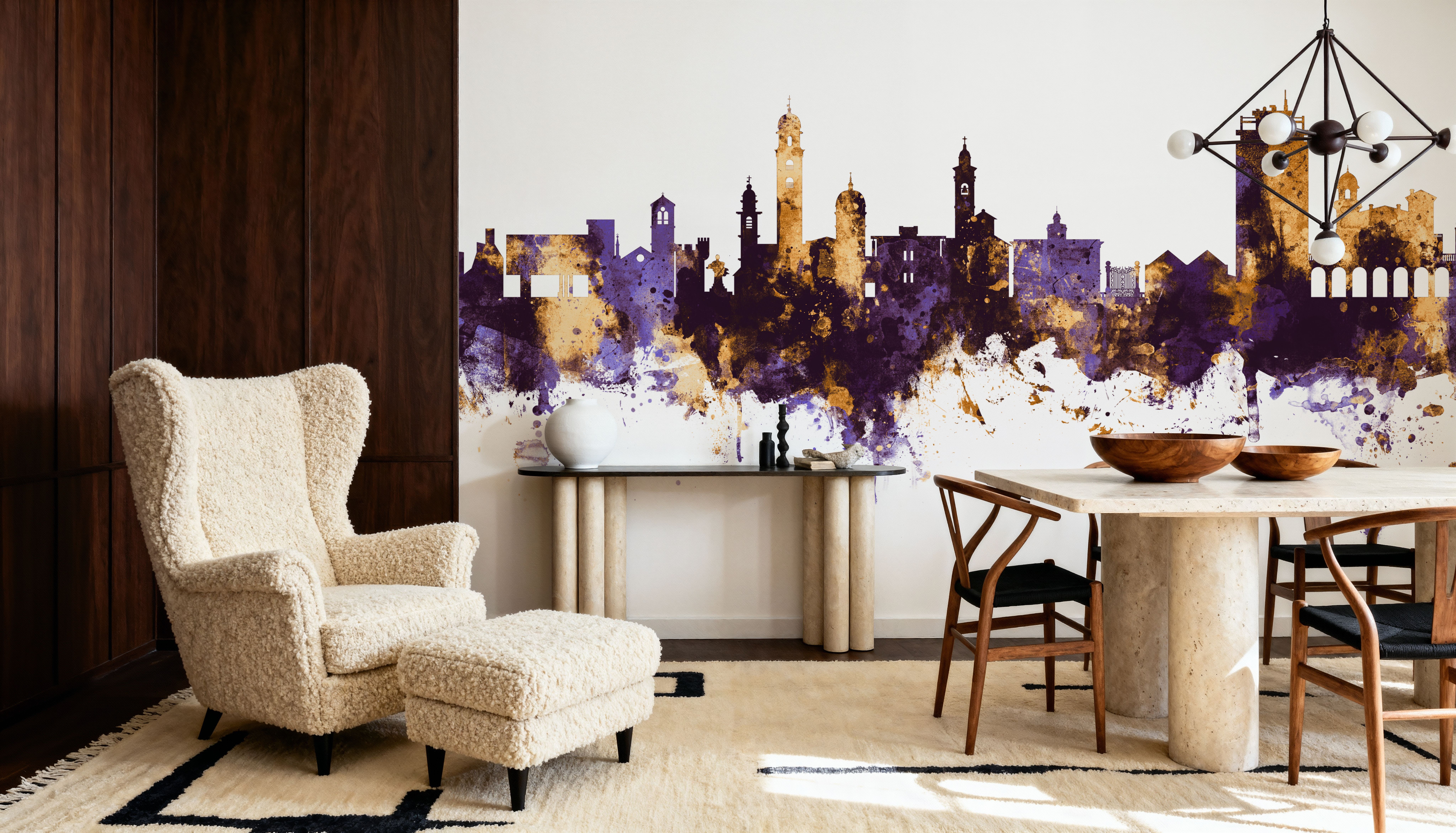 Lugano Switzerland Skyline Purple & Gold