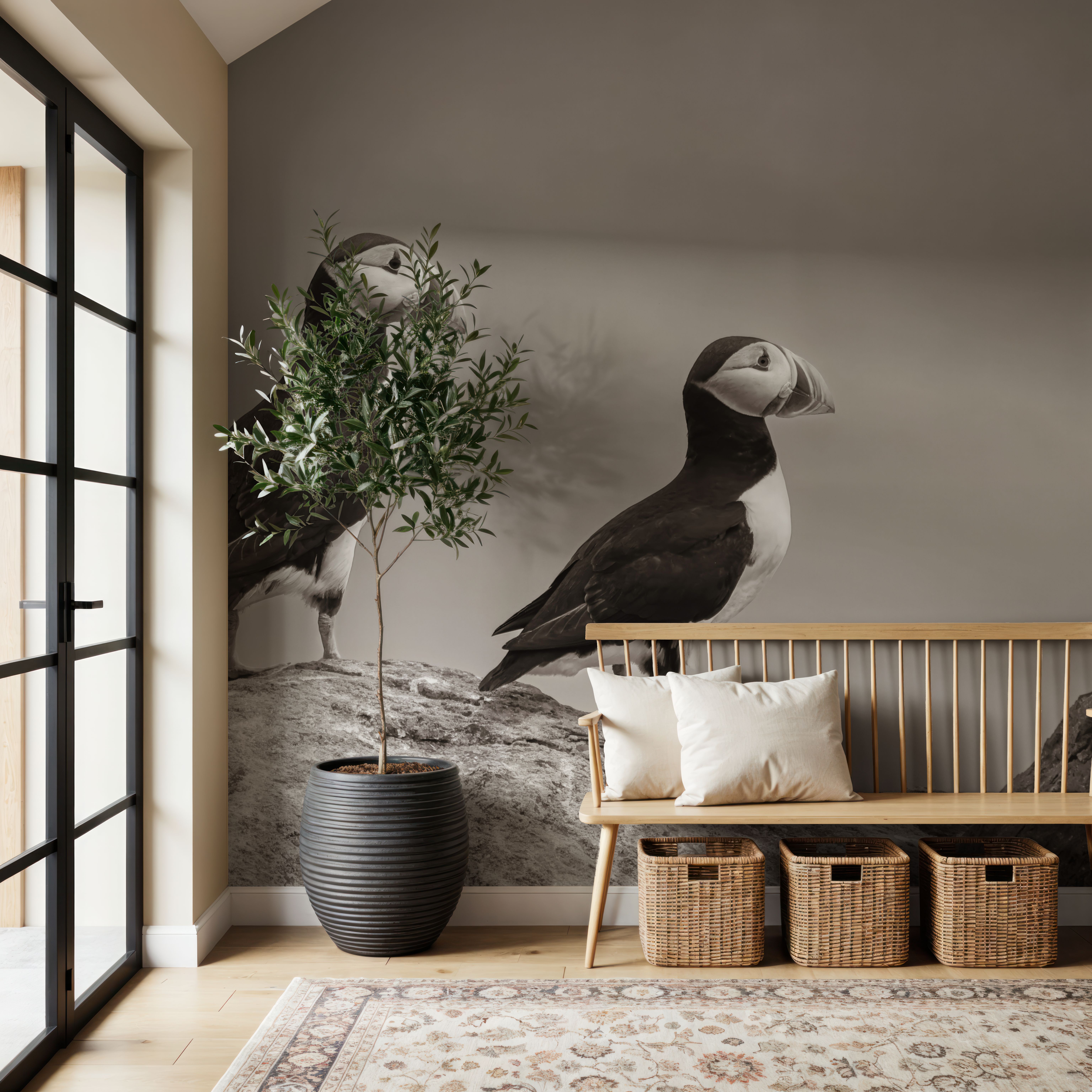 Atlantic Puffin Pair Sepia