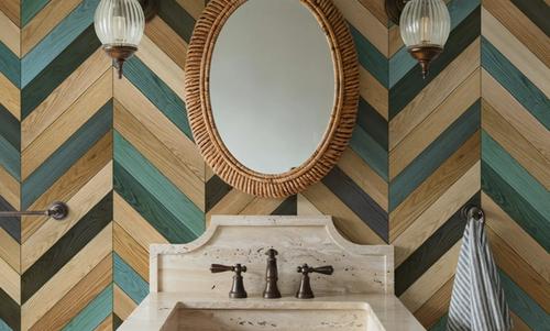 Chevron Wood, Teal