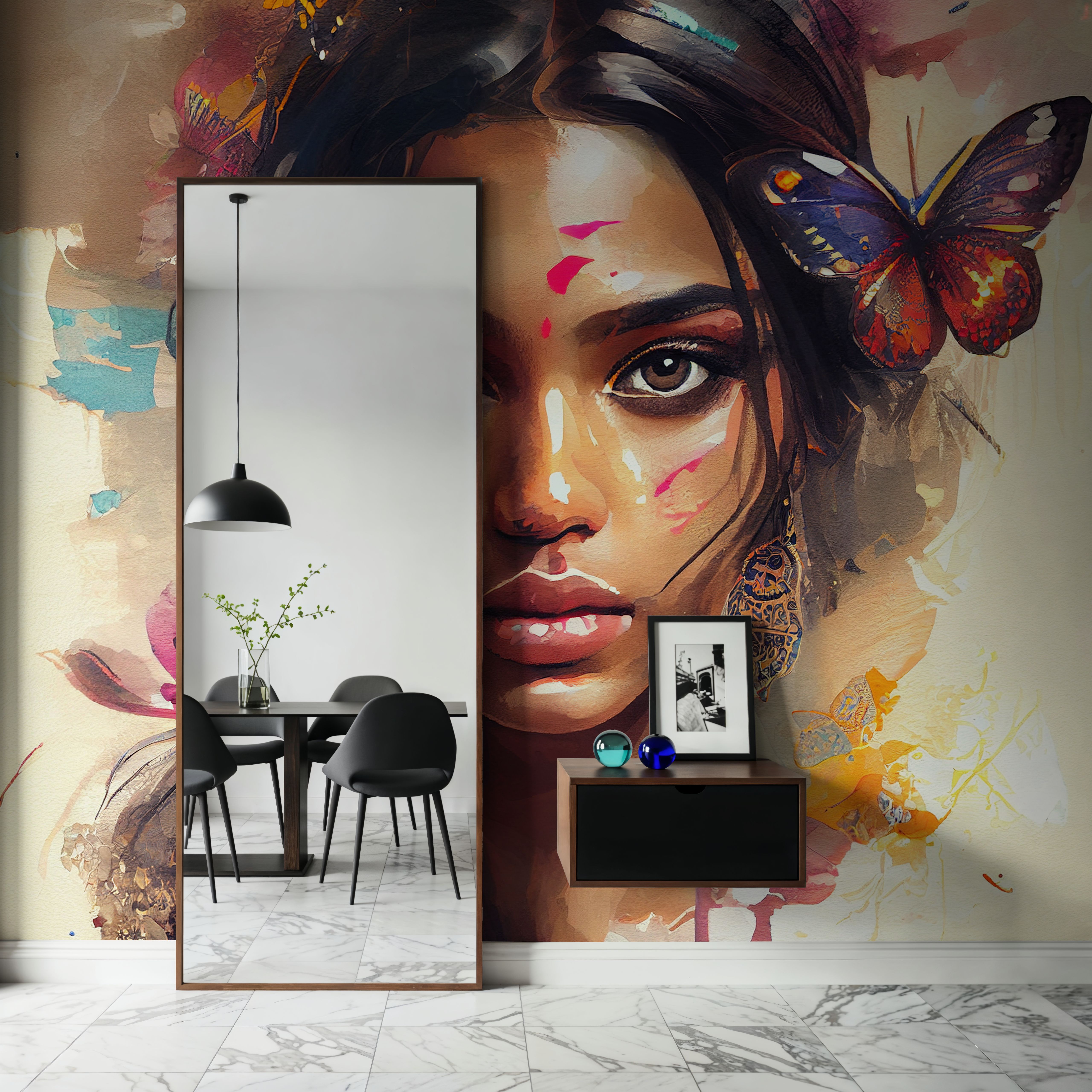 Watercolor Butterfly Woman